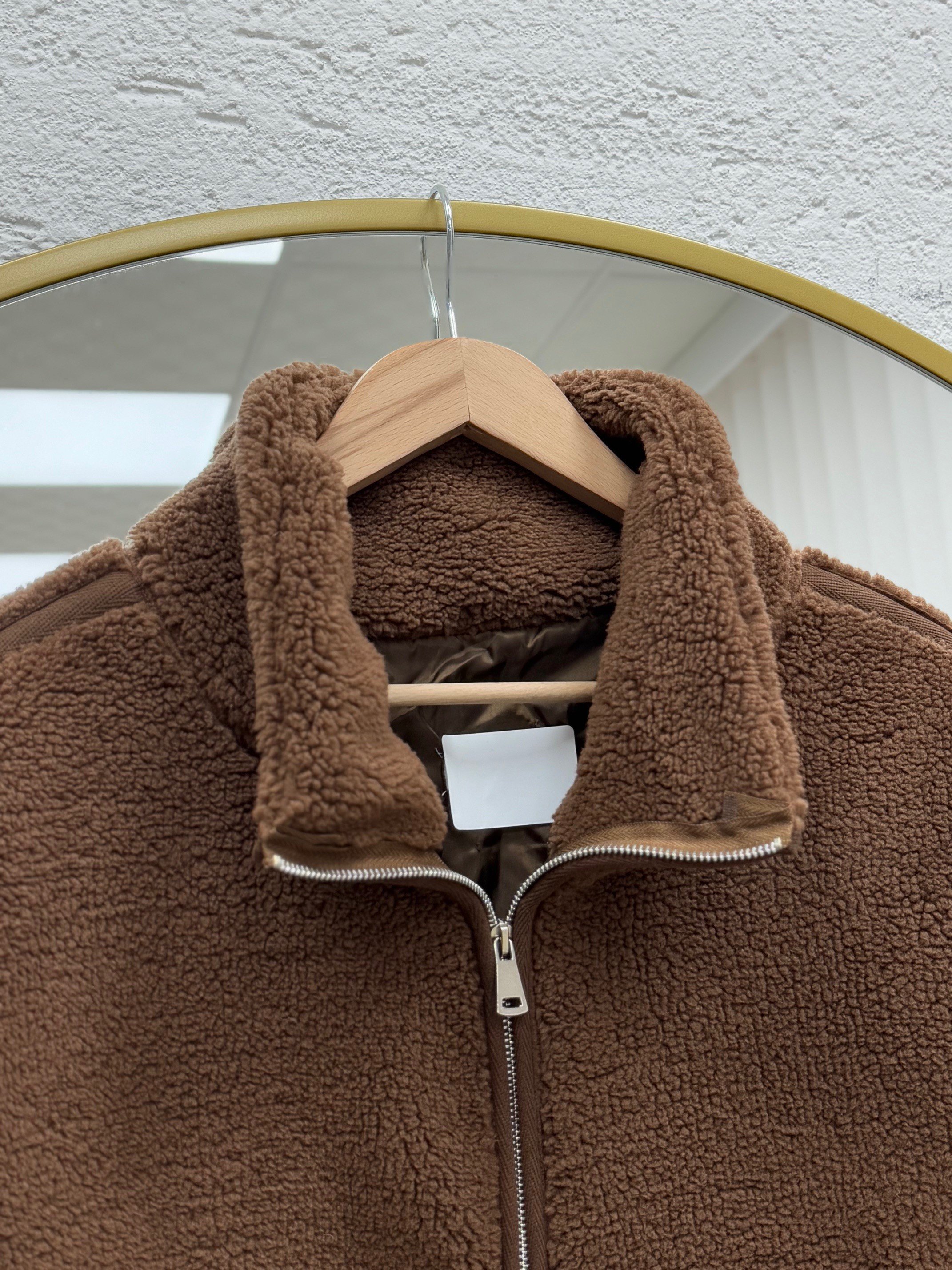 Eira Fermuarlı Çift Cepli Peluş Mont-BN8676 Kahve