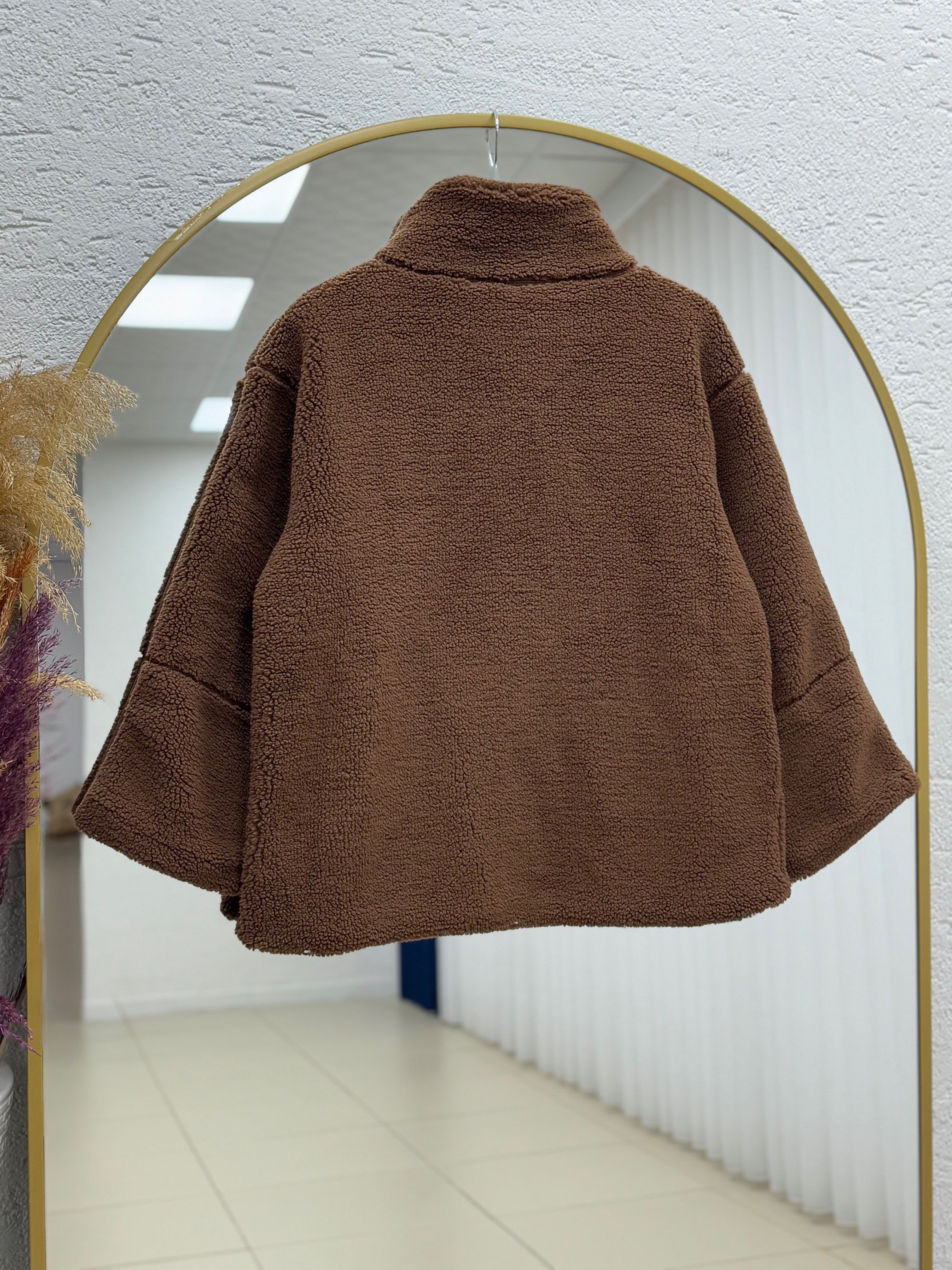 Eira Fermuarlı Çift Cepli Peluş Mont-BN8676 Kahve