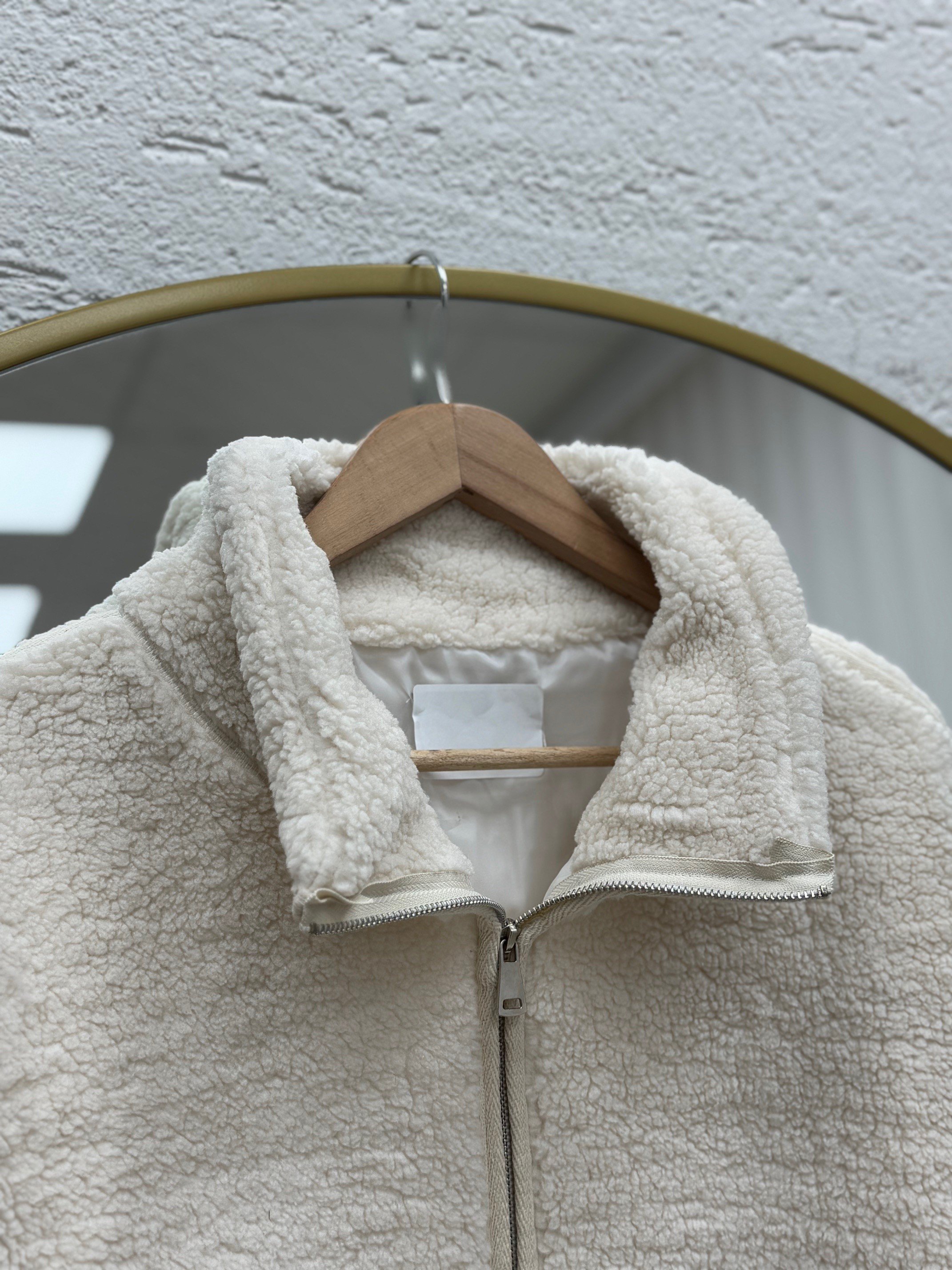 Eira Fermuarlı Çift Cepli Peluş Mont-BN8676 Taş