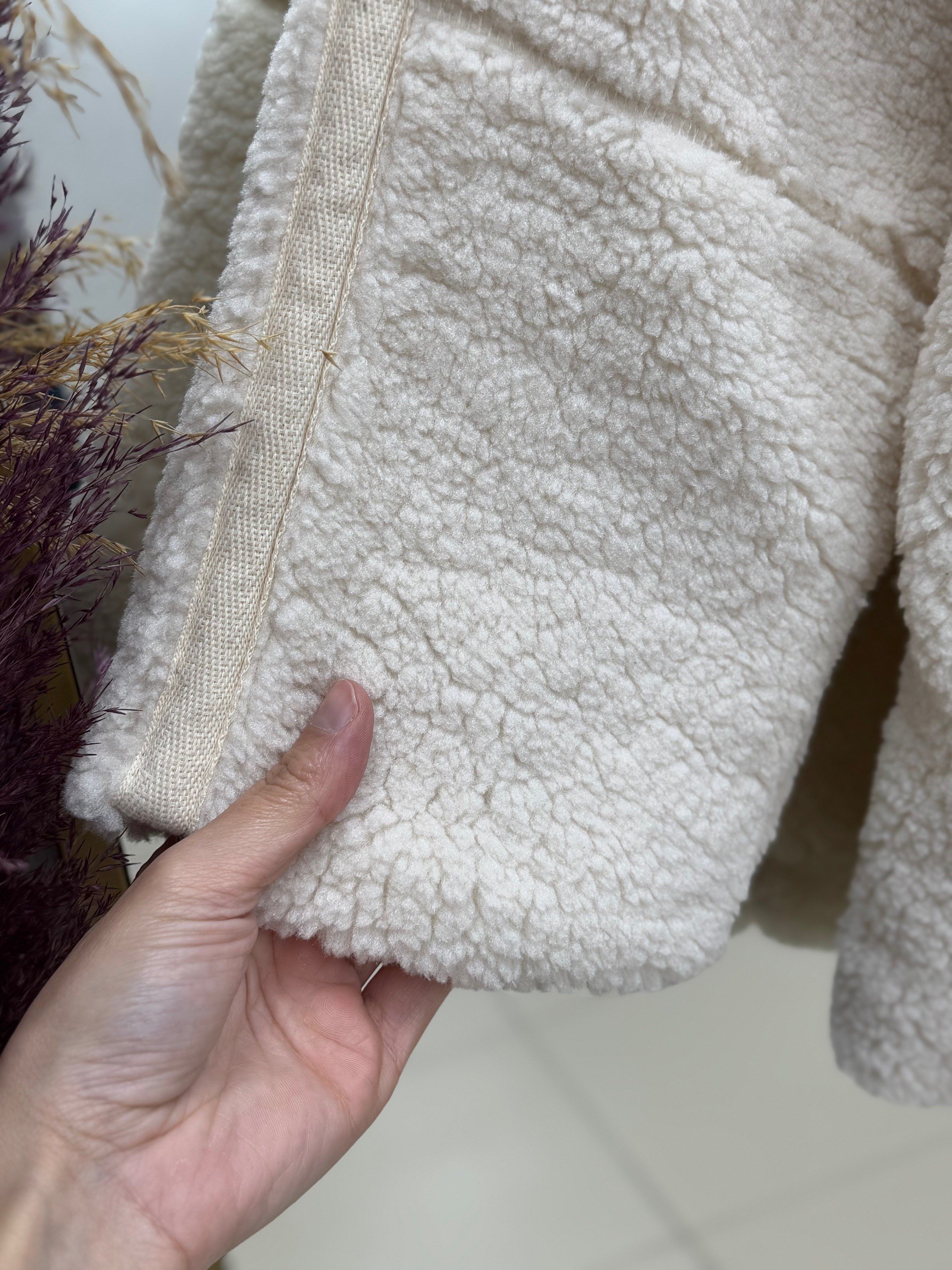 Eira Fermuarlı Çift Cepli Peluş Mont-BN8676 Taş