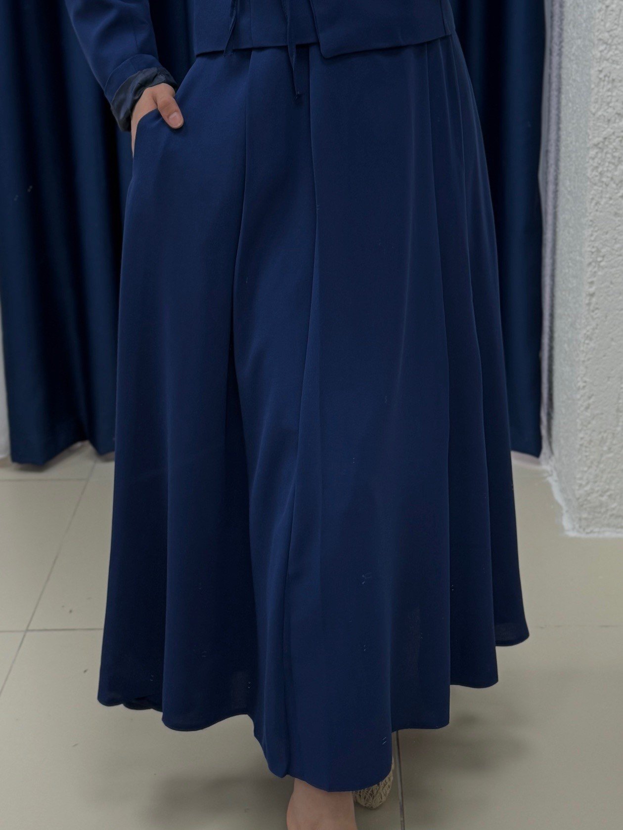 Ela Ceketi Yandan Bağlamalı İnterlok Etekli Takım-EK-Z-227 Lacivert