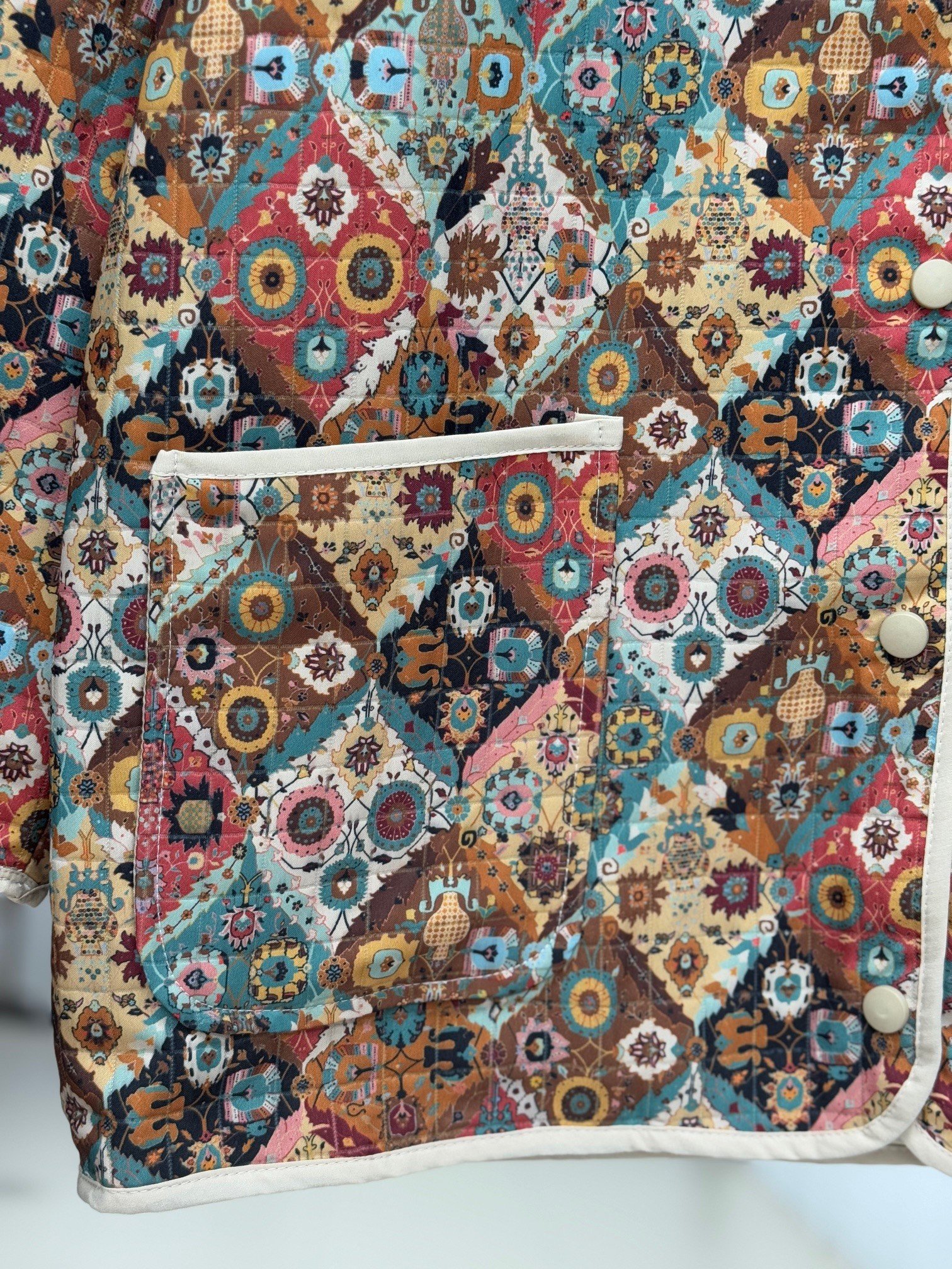 Elique Çıtçıtlı Çift Cepli Desenli Ceket-BN4325 Mavi