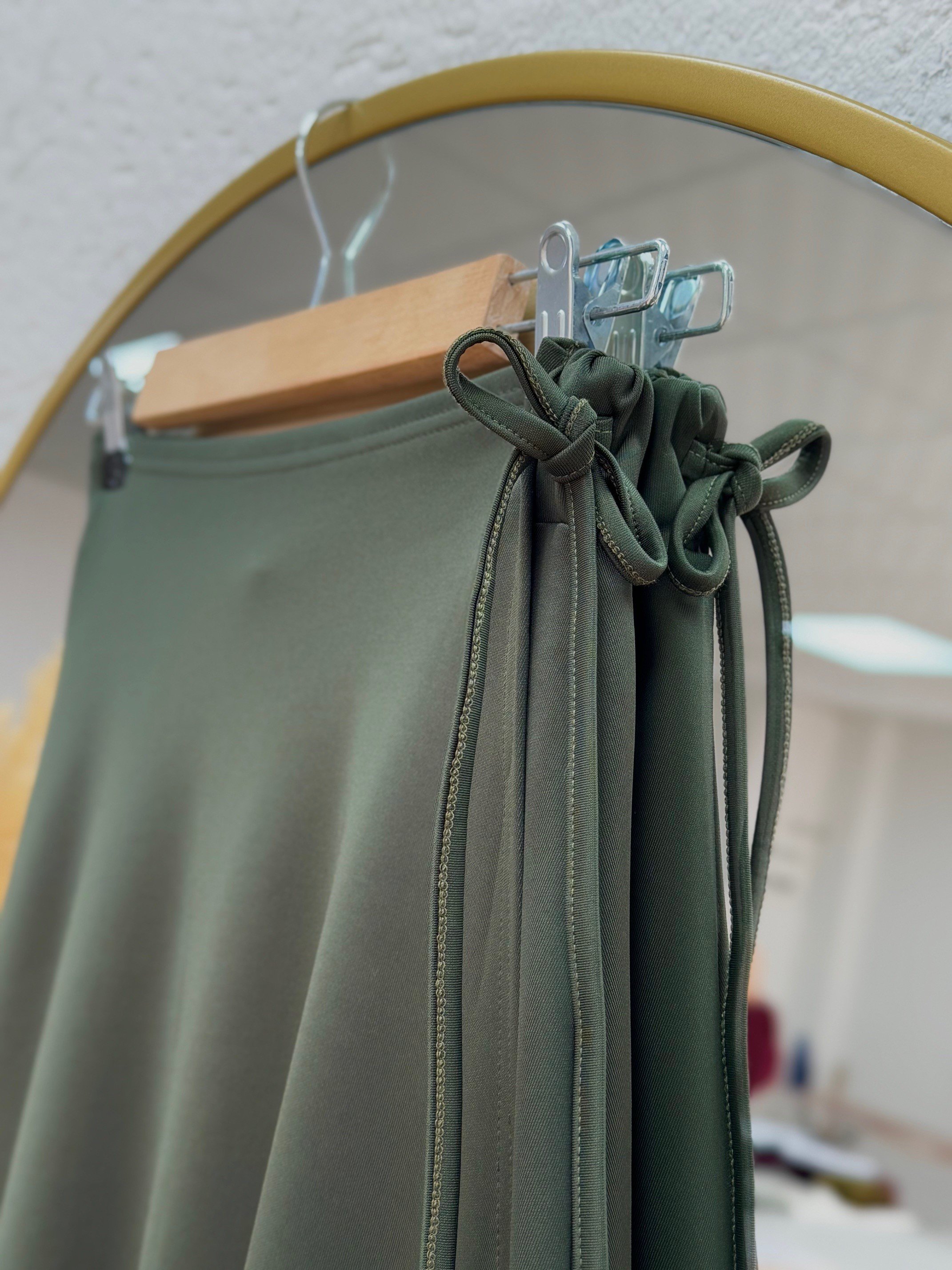 Elisaid Yandan Bağlamalı Parçalı Skuba Etek-GS3788 Haki