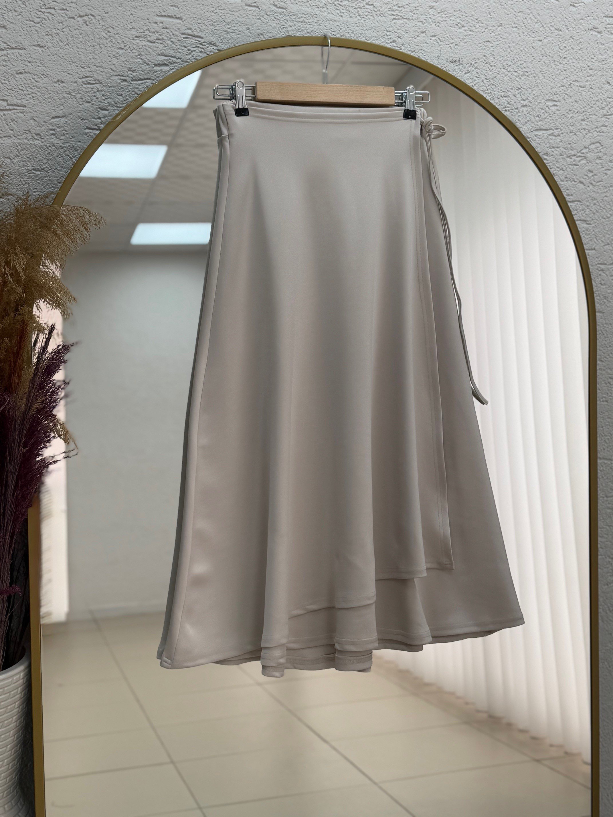 Elisaid Yandan Bağlamalı Parçalı Skuba Etek-GS3788 Taş