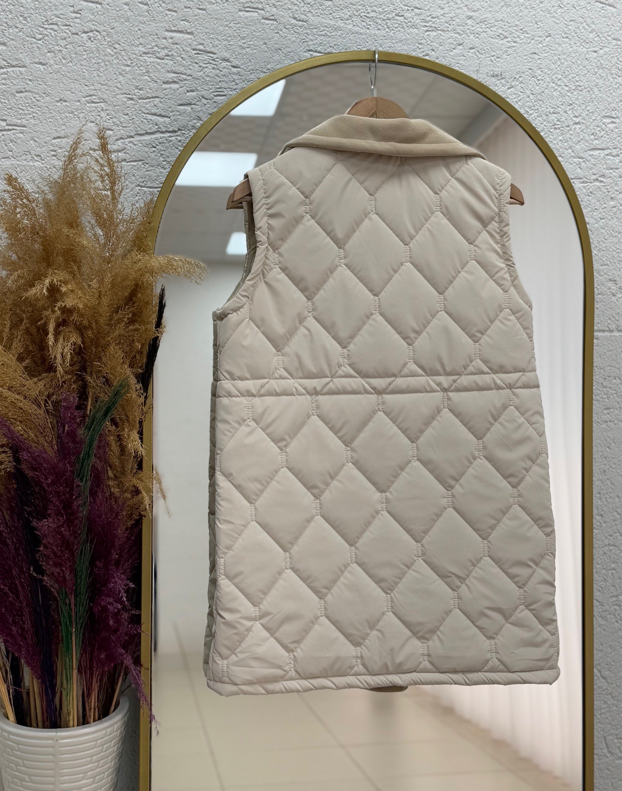 Esila Baklava Desen Belden Sıkmalı Şişme Yelek-EN2190.1 Taş