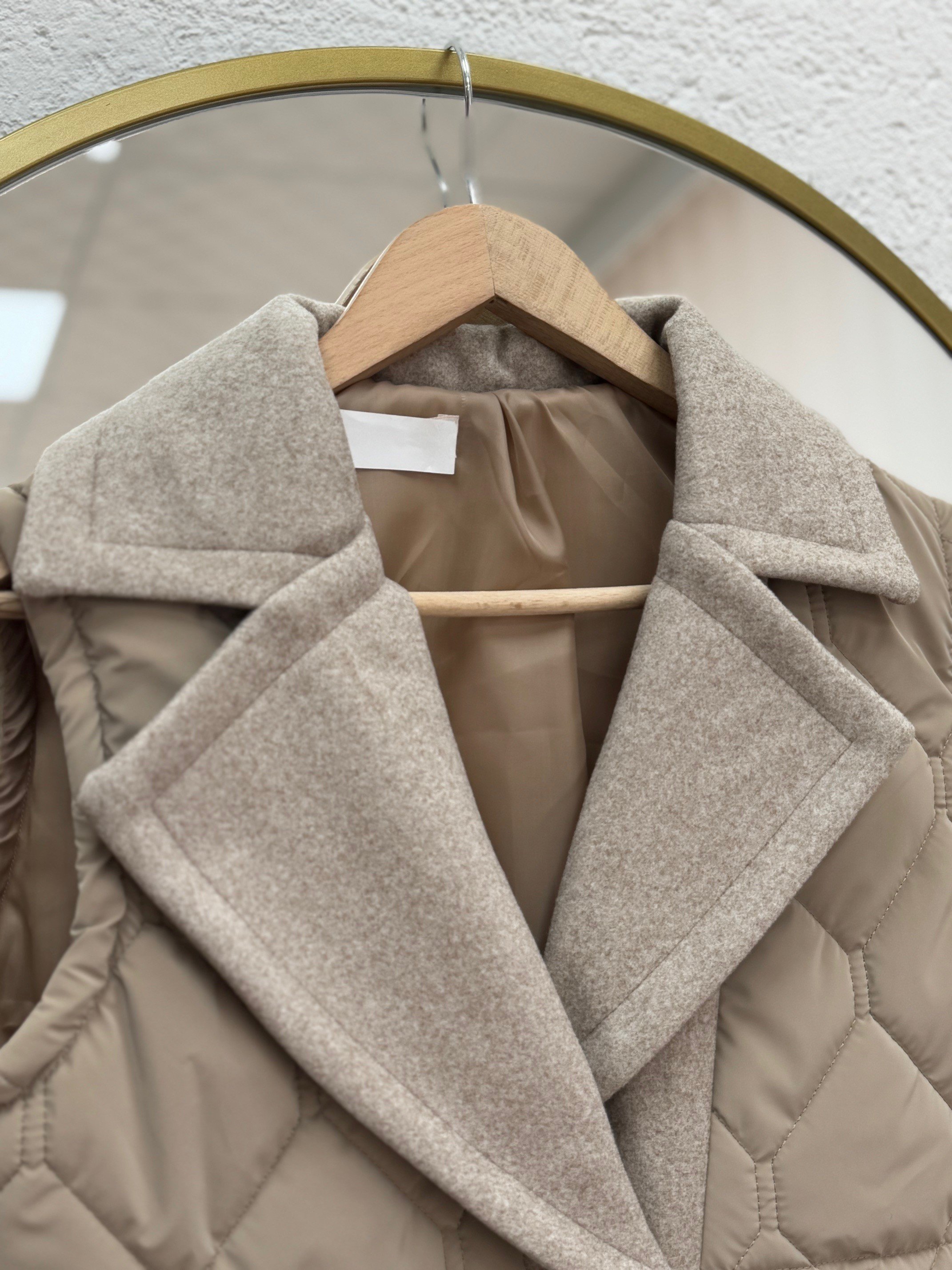 Esila Baklava Desen Belden Sıkmalı Şişme Yelek-EN2190.1 Vizon