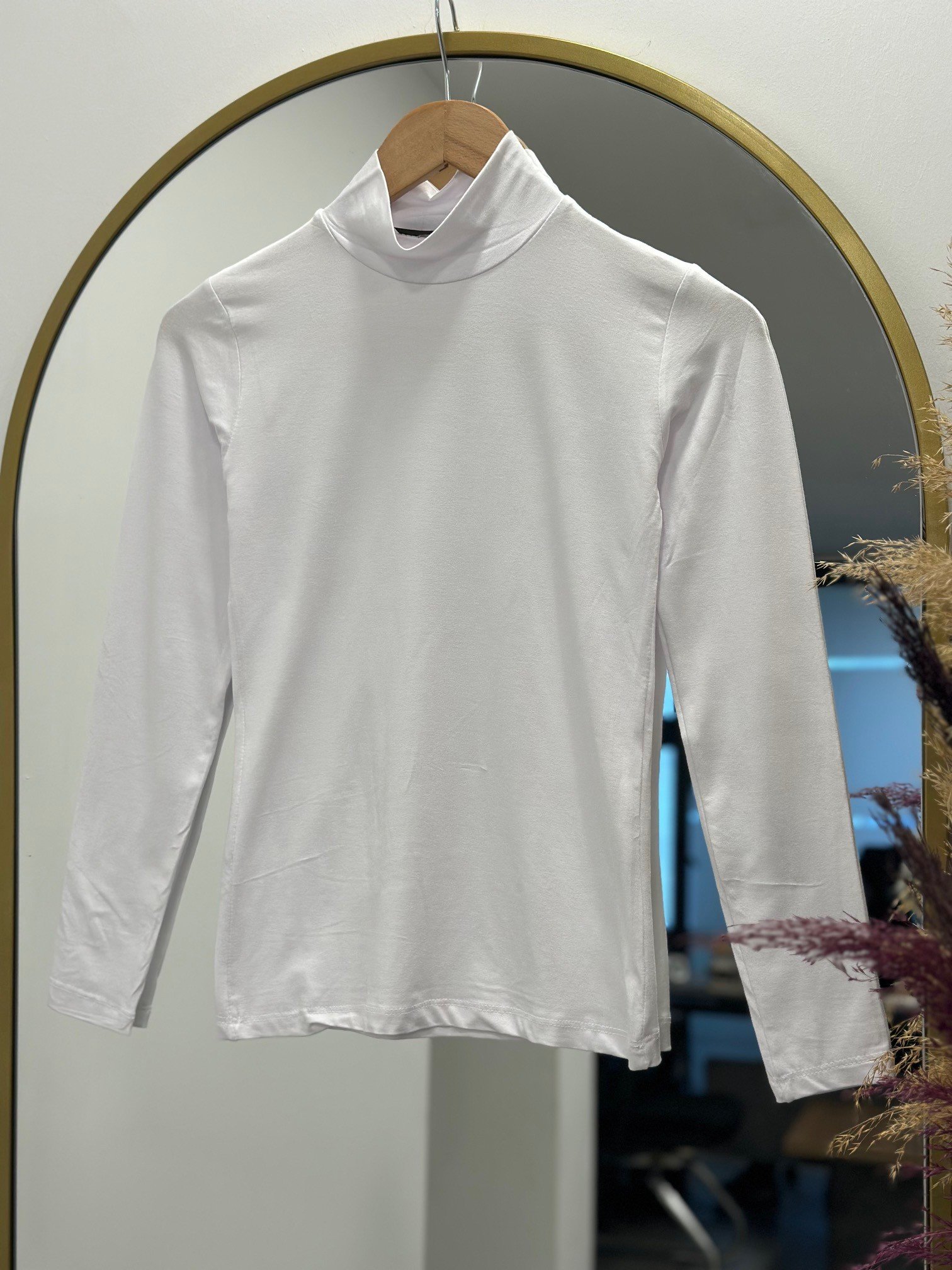 Esin Yarım Balıkçı Uzun Kol Penye Badi-EE123 Beyaz