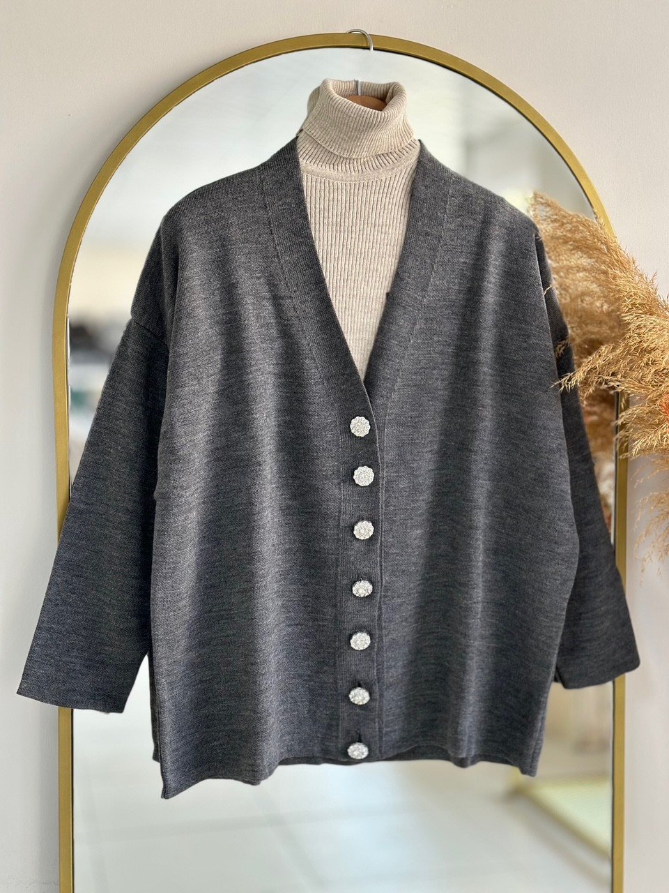 Evin 7 Papatya Düğmeli Hırka-Zİ6183 Antrasit