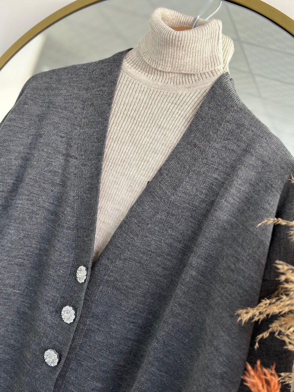 Evin 7 Papatya Düğmeli Hırka-Zİ6183 Antrasit