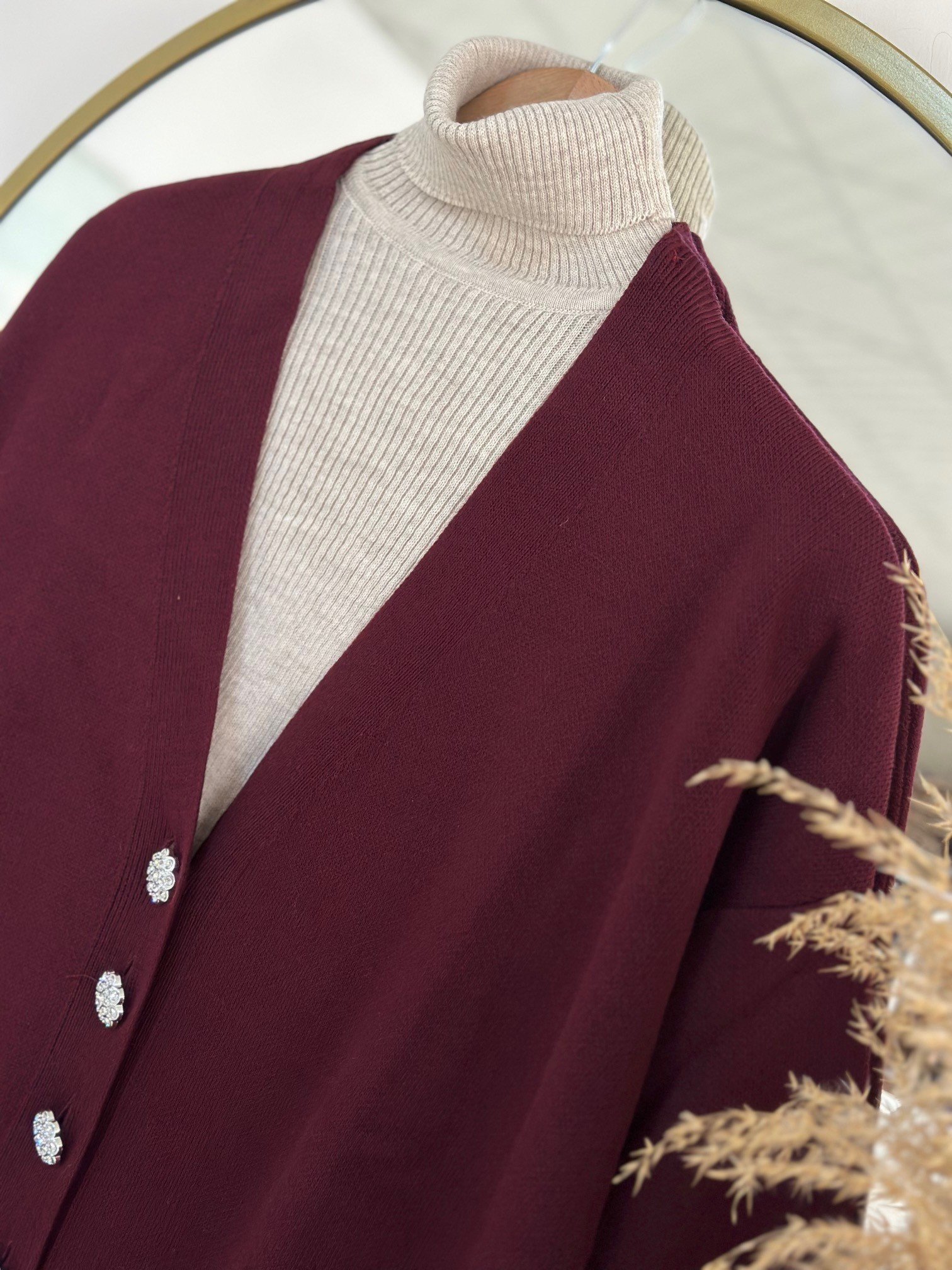 Evin 7 Papatya Düğmeli Hırka-Zİ6183 Bordo