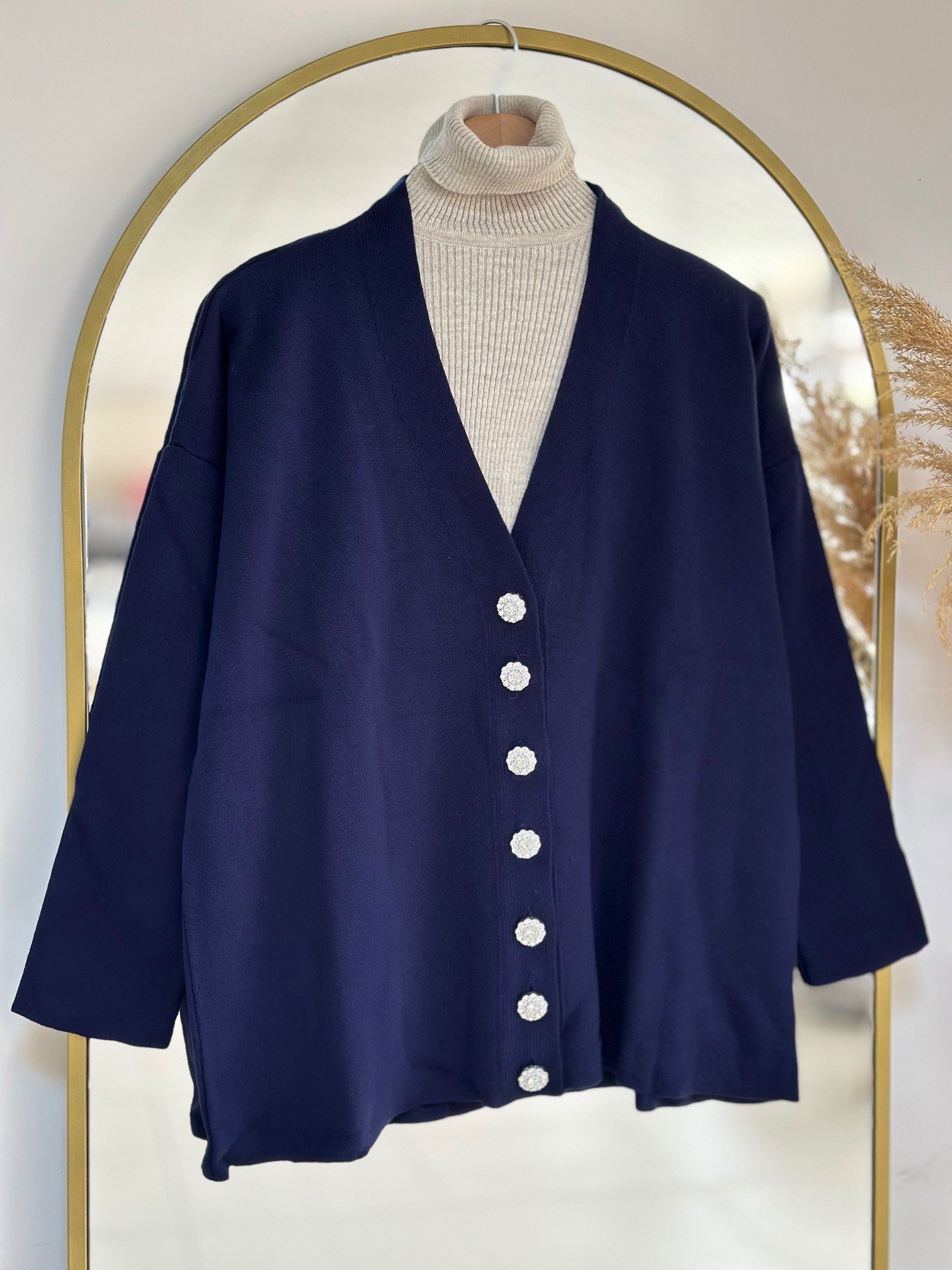 Evin 7 Papatya Düğmeli Hırka-Zİ6183 Lacivert