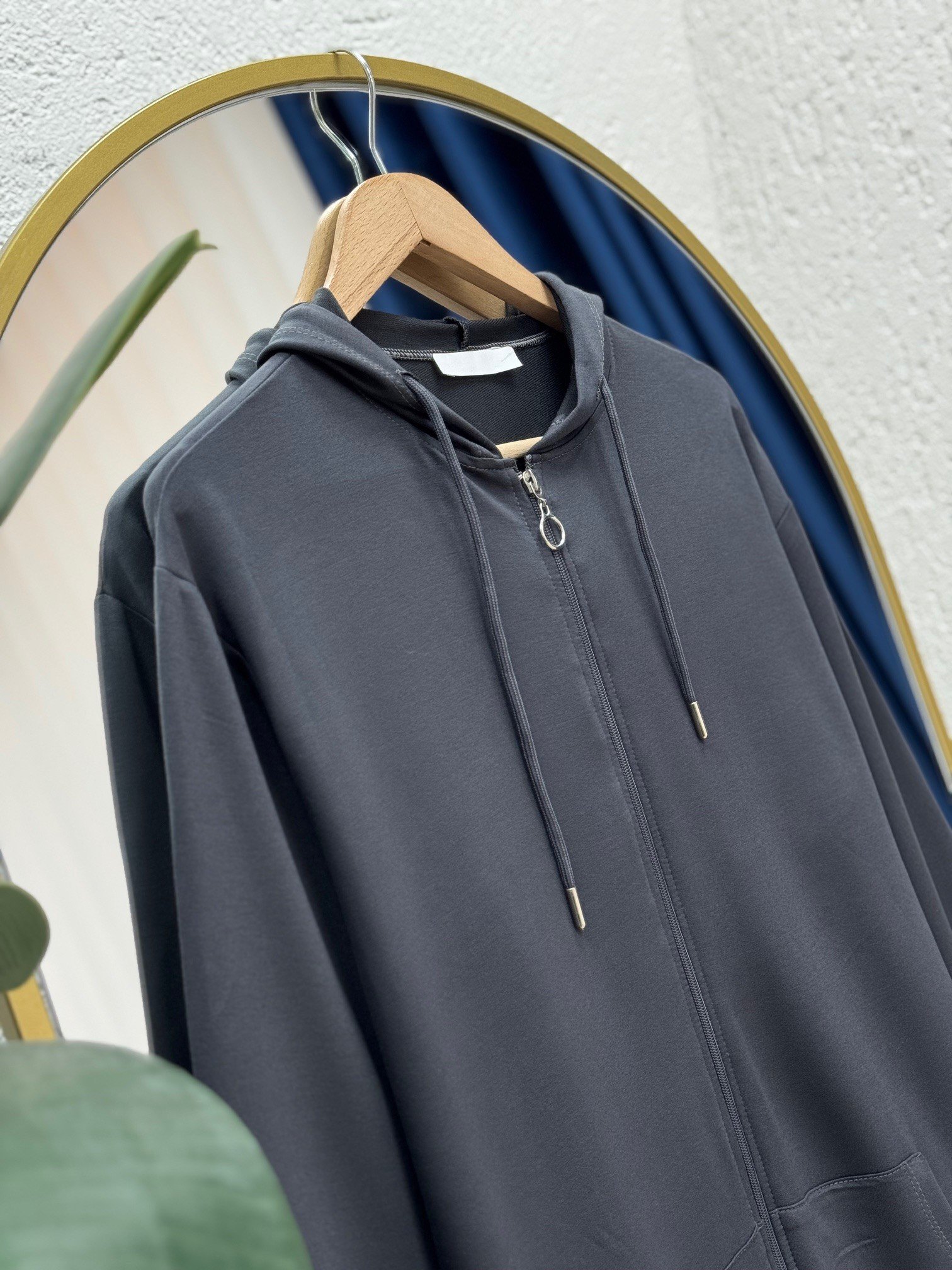 Feredra Kangru Cepli Kapşonlu Fermuarlı 2 İp Hırka-ZN2871 Antrasit