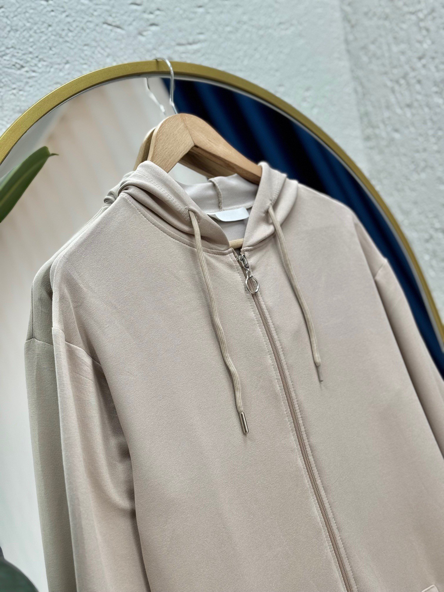 Feredra Kangru Cepli Kapşonlu Fermuarlı 2 İp Hırka-ZN2871 Taş