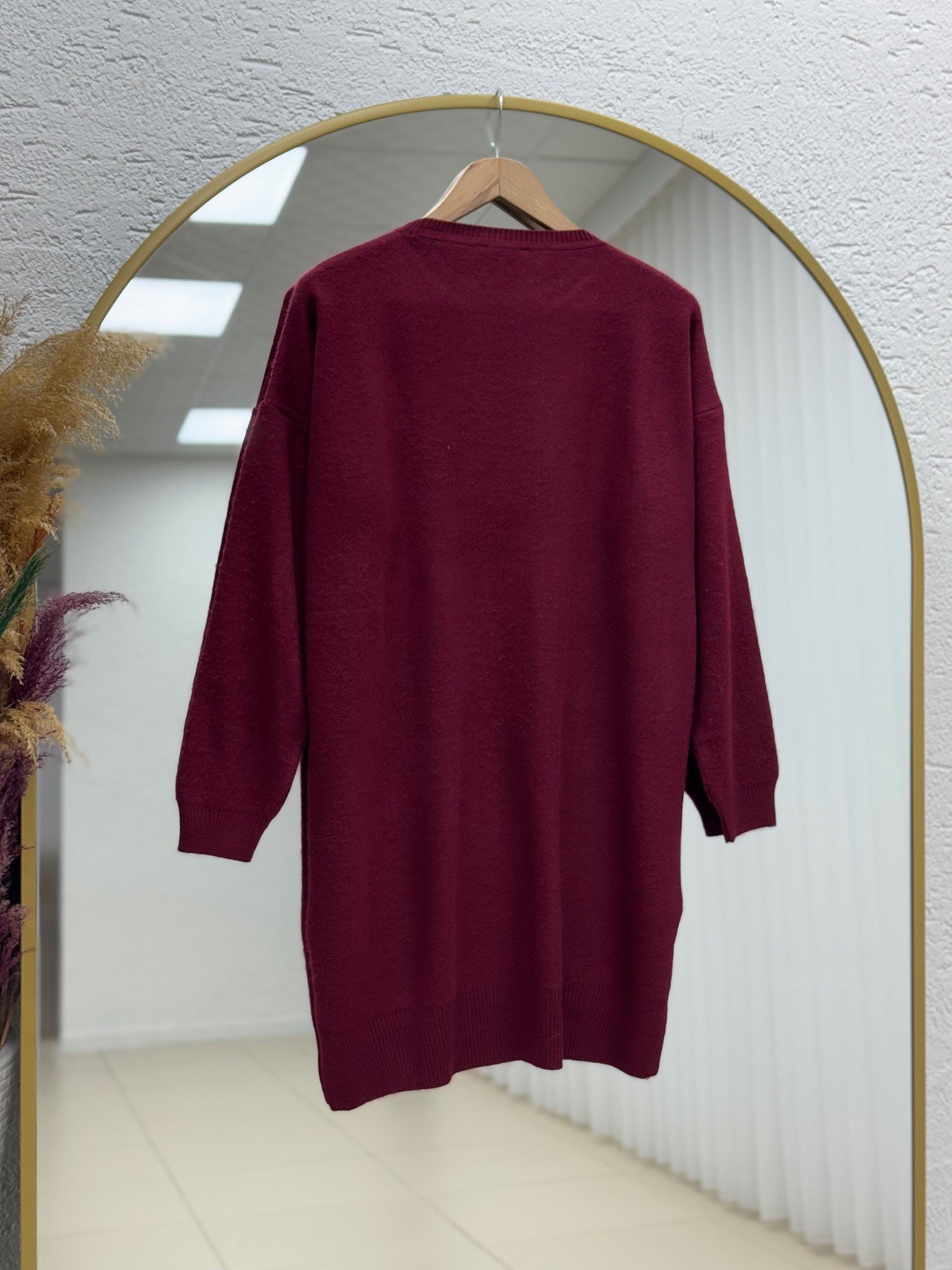 Ferelle Önü Kısa Arkası Uzun Yumoş Uzun Tunik-Zİ6242 Bordo