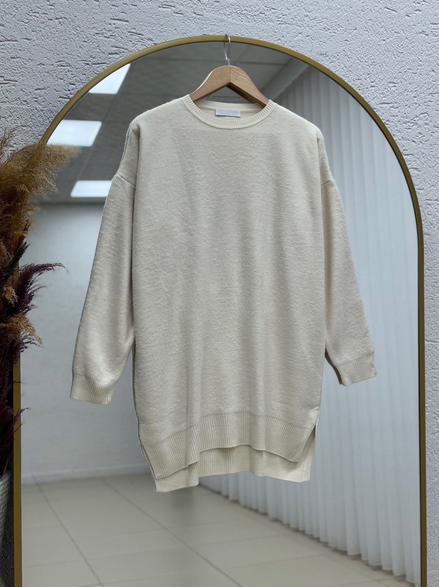 Ferelle Önü Kısa Arkası Uzun Yumoş Uzun Tunik-Zİ6242 Taş