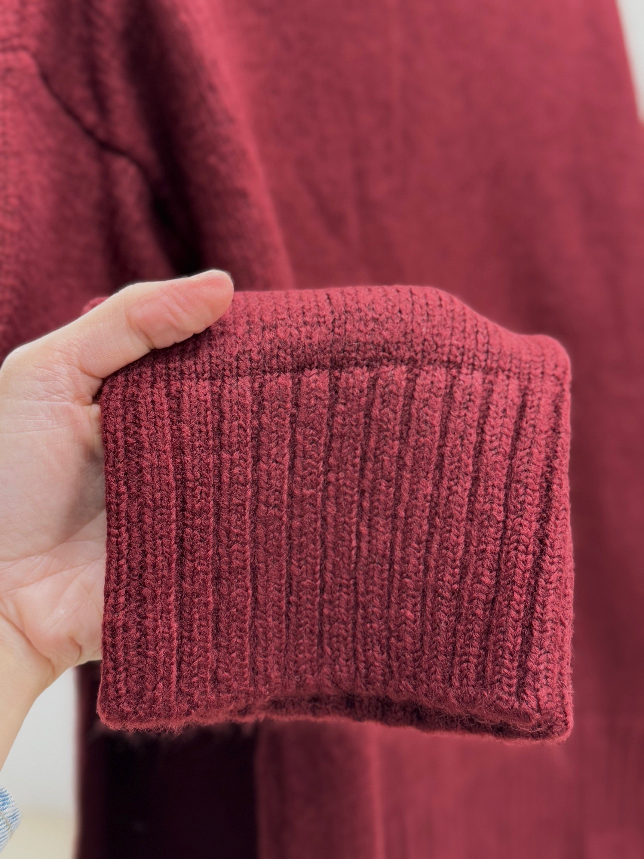 Ferera Kol Ucu Ve Altı Fitilli Örme Triko Kazak-Zİ6213 Bordo