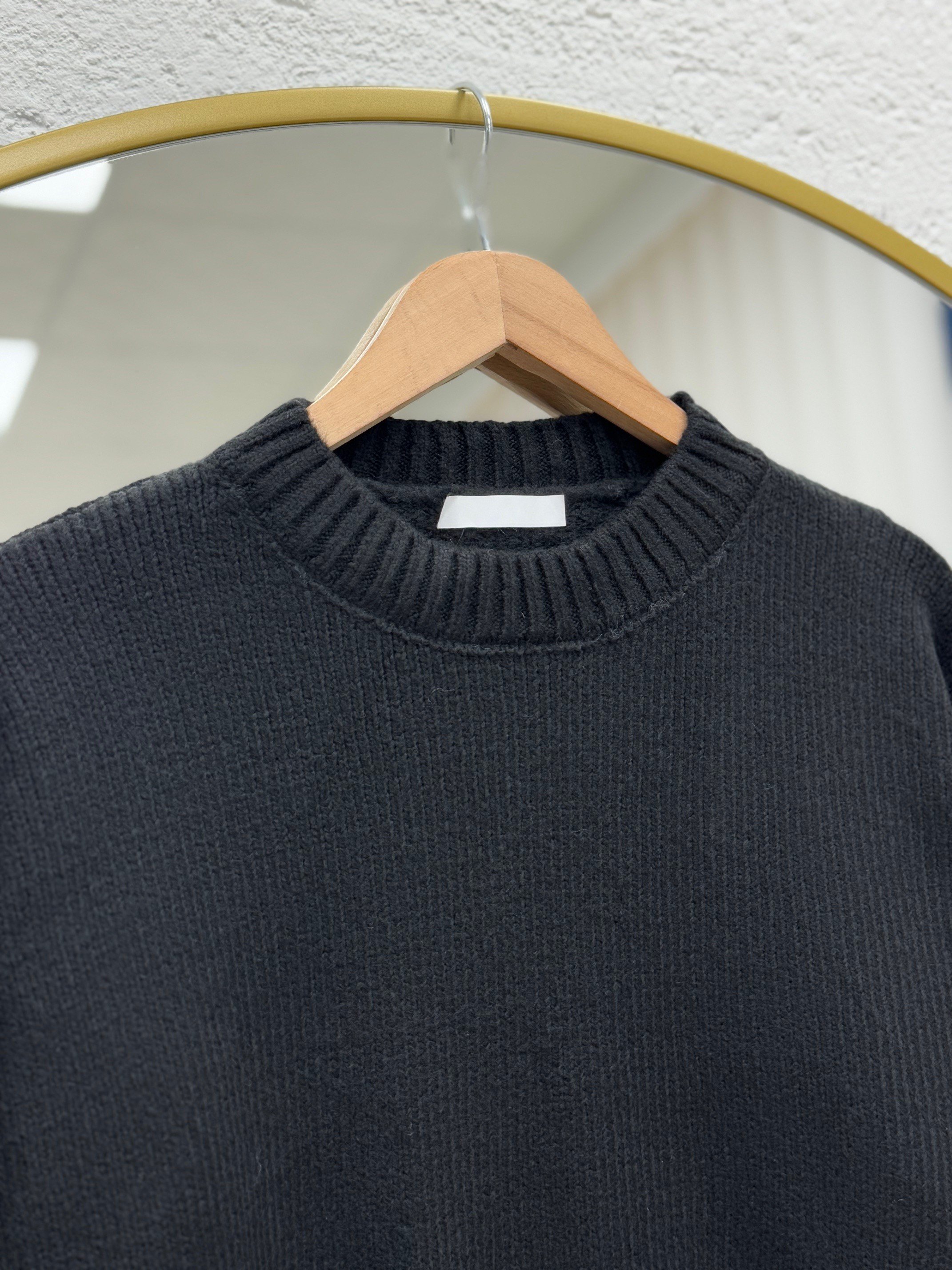 Ferera Kol Ucu Ve Altı Fitilli Örme Triko Kazak-Zİ6213 Siyah