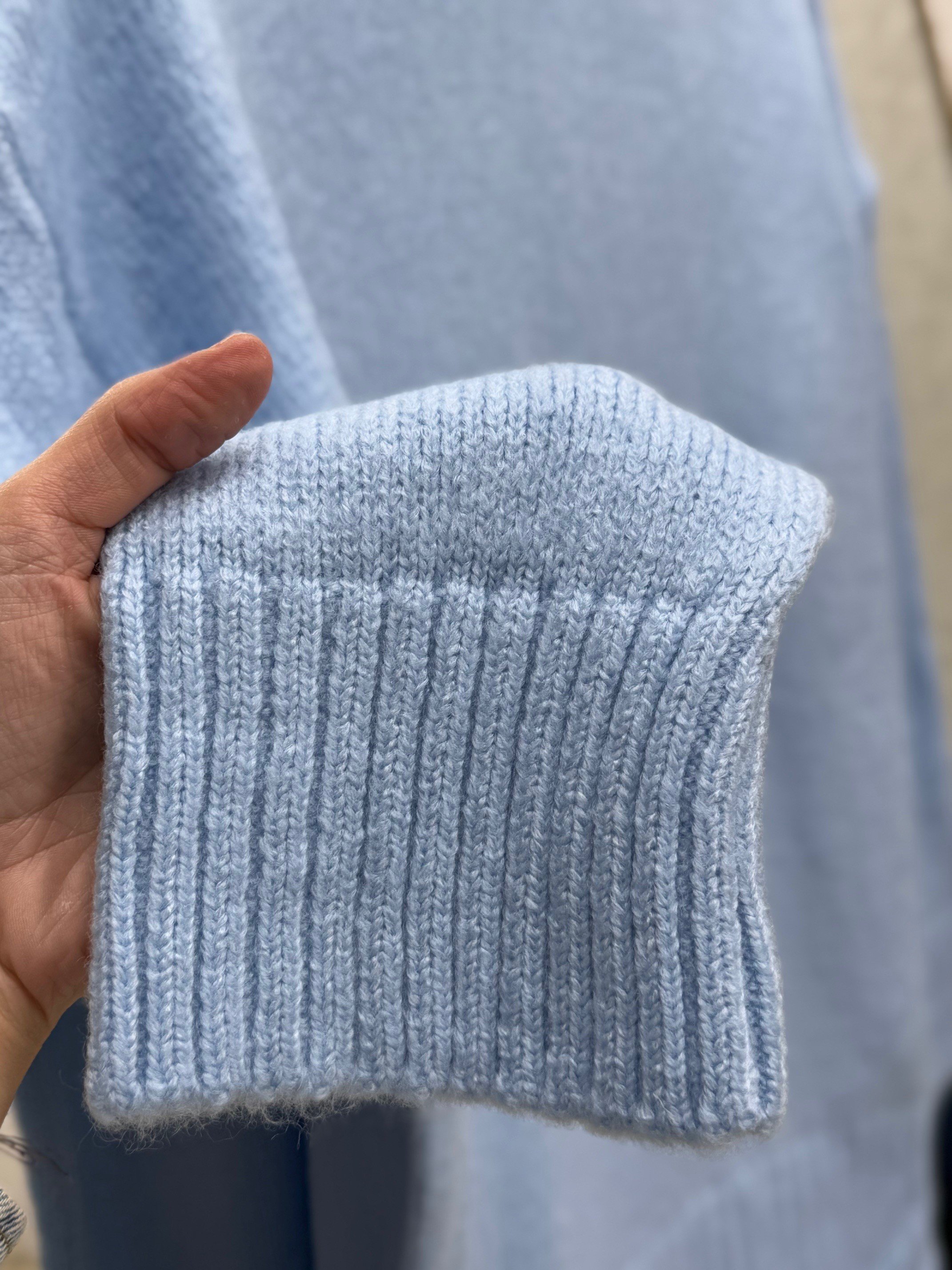 Ferera Kol Ucu Ve Altı Fitilli Örme Triko Kazak-Zİ6213 Mavi