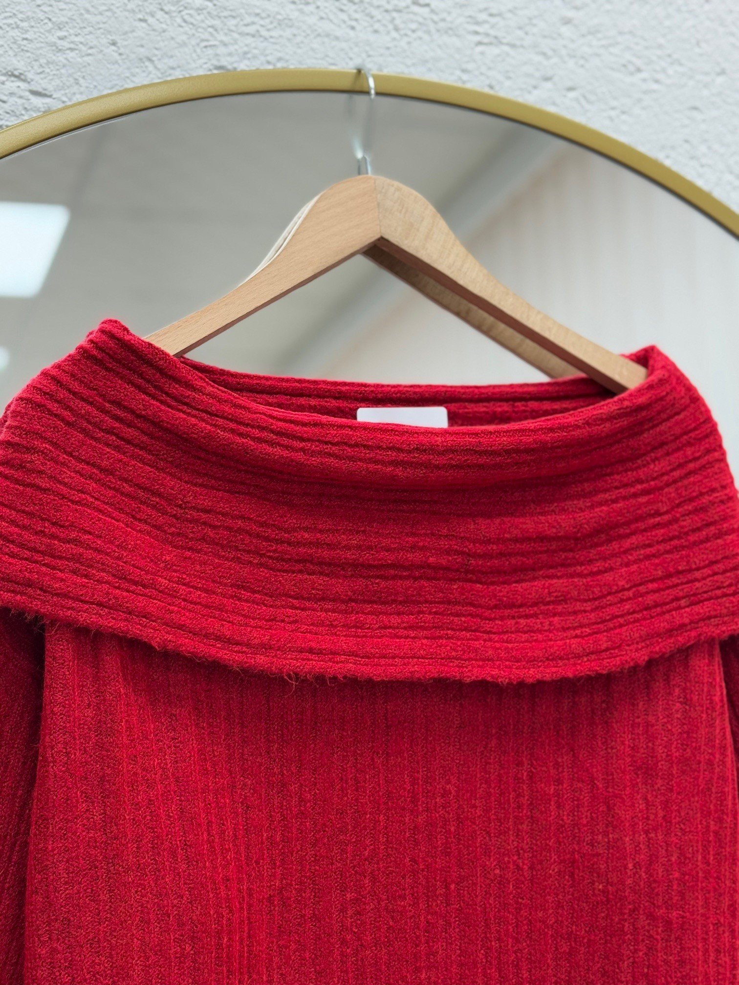 Ferinda Degace Yaka Madonna Kazak-Zİ5216 Kırmızı