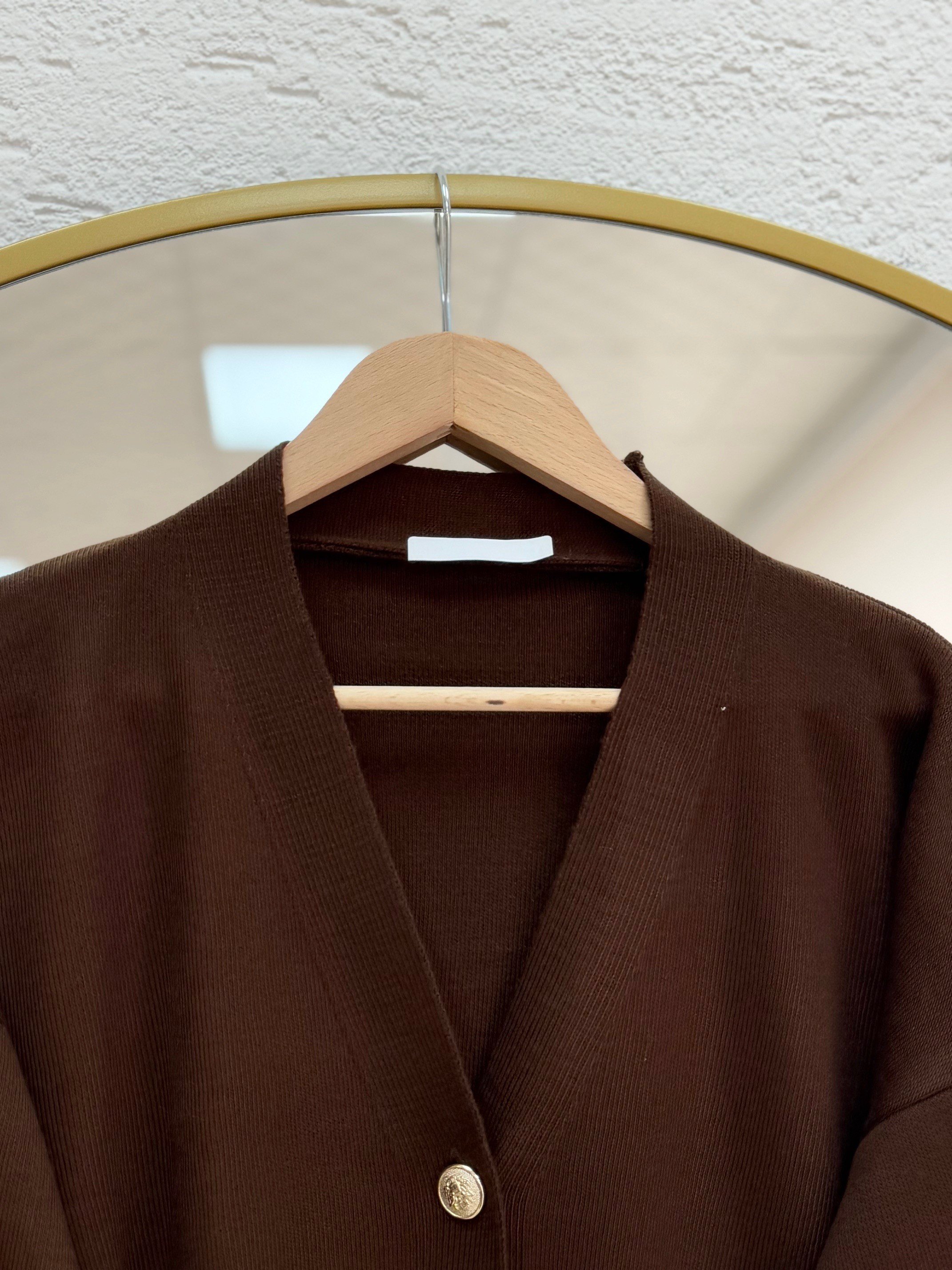 Ferista Gold Düğmeli Kısa Hırka-Zİ6157 Kahve