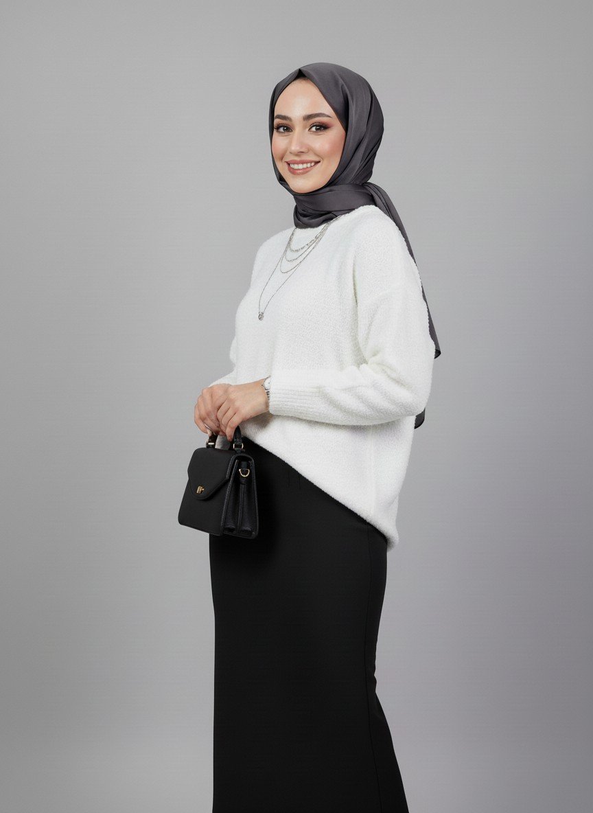 Ferita Peluş Kazak-Zİ6222 Ekru