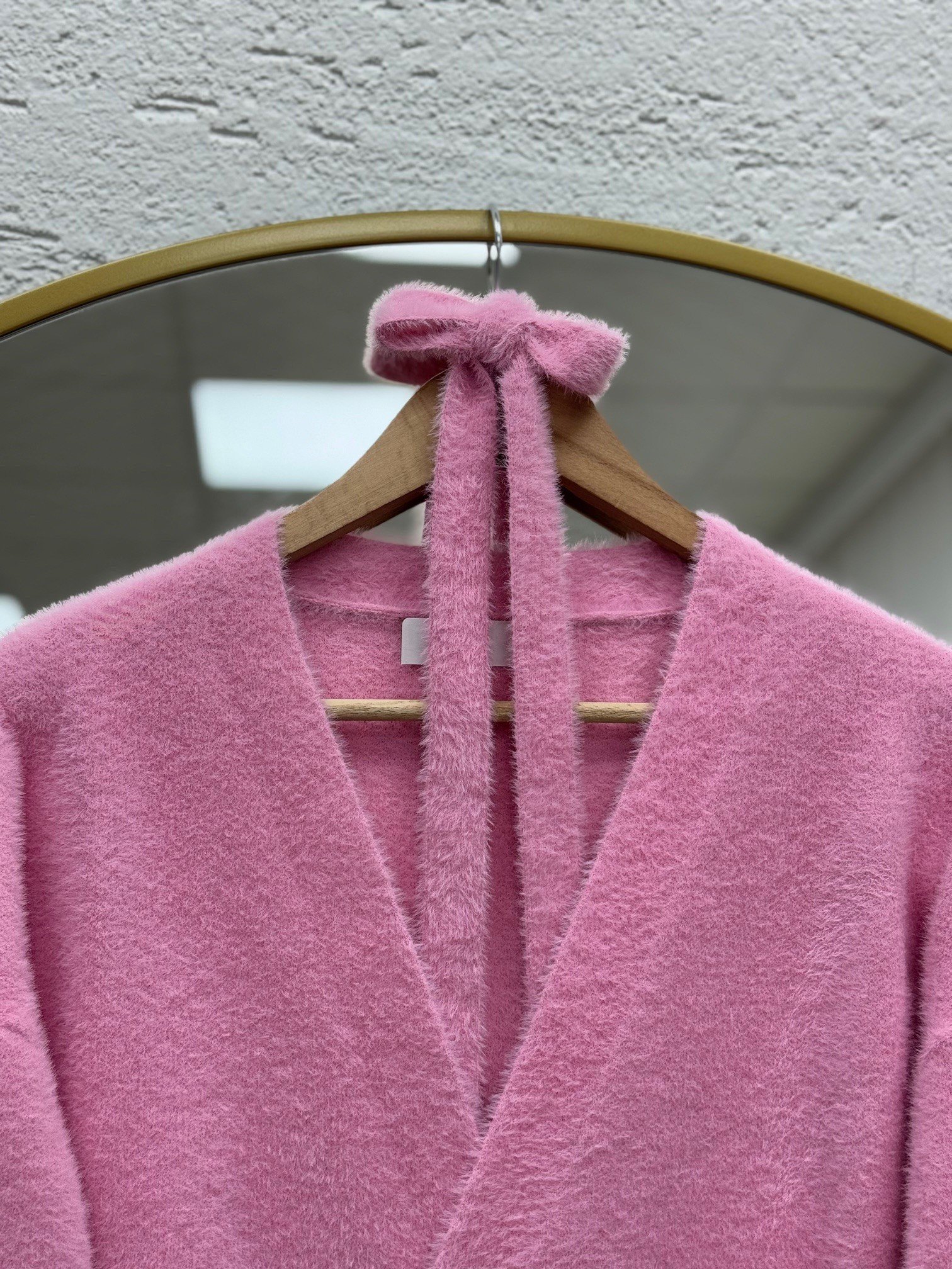 Golnaz Bağlamalı Sakallı Kruvaze Hırka-KR5031 Pembe