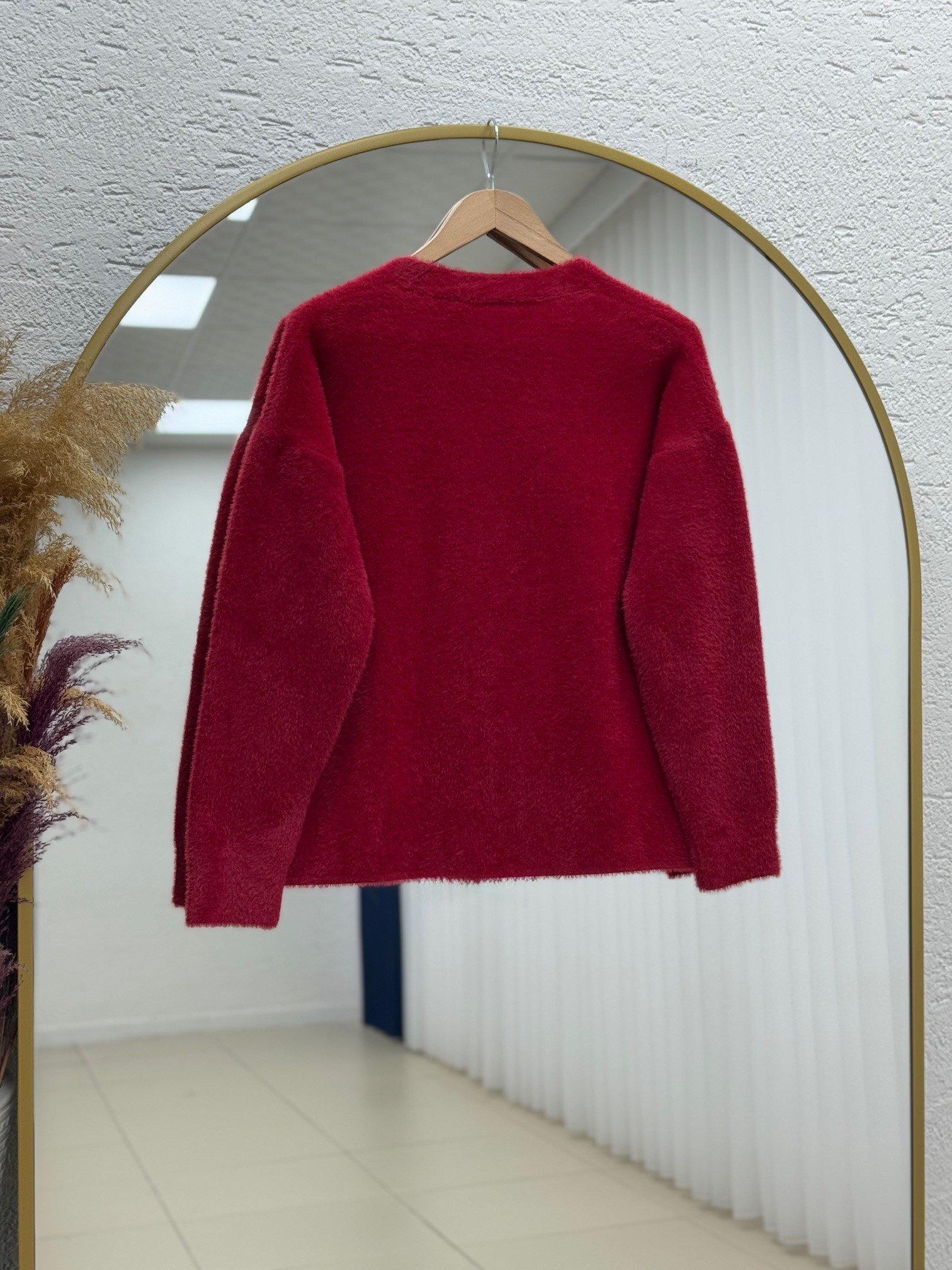 Golnaz Bağlamalı Sakallı Kruvaze Hırka-KR5031 Kırmızı