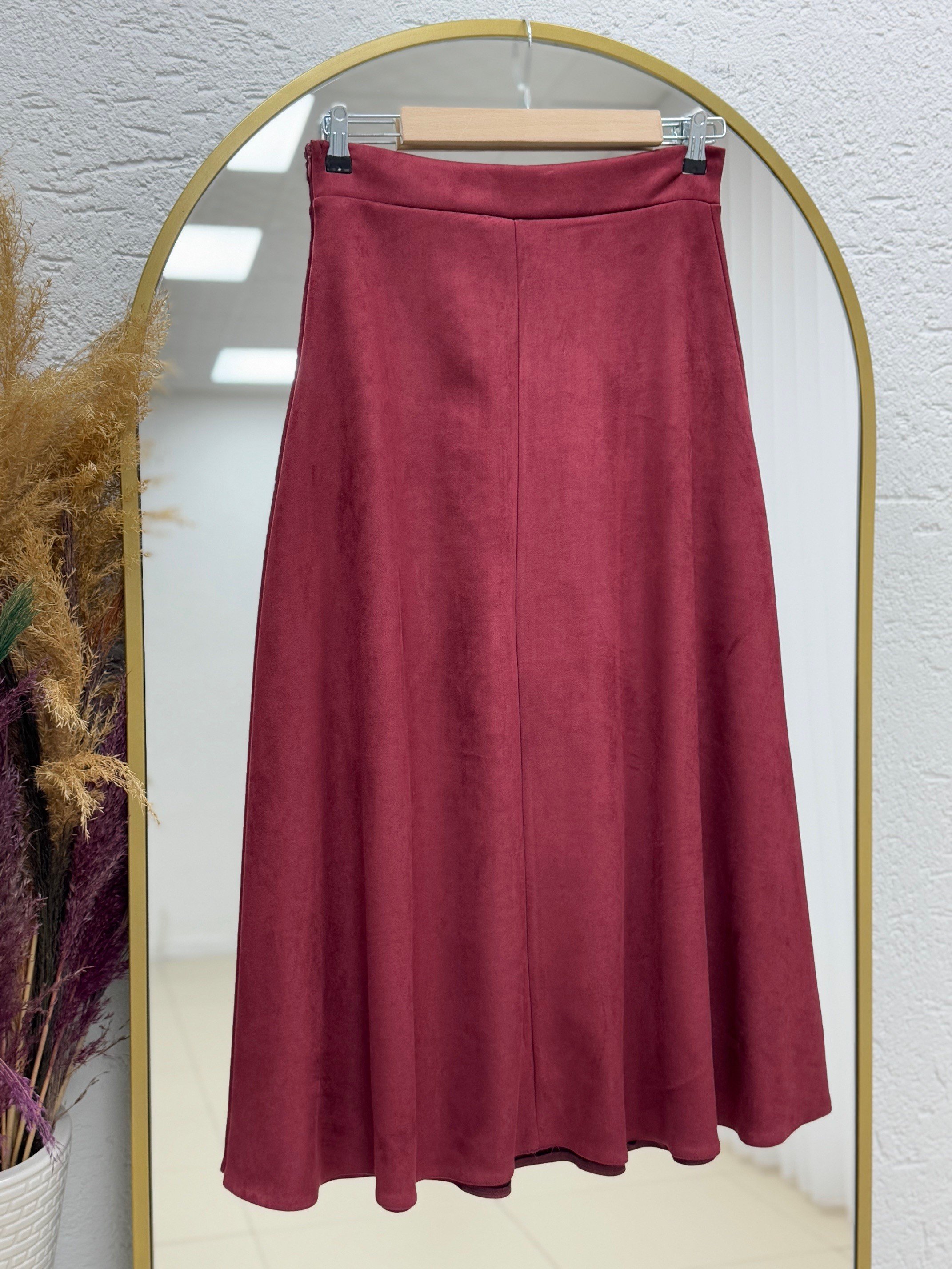 Gönül Süet Etek-BN4272 Bordo