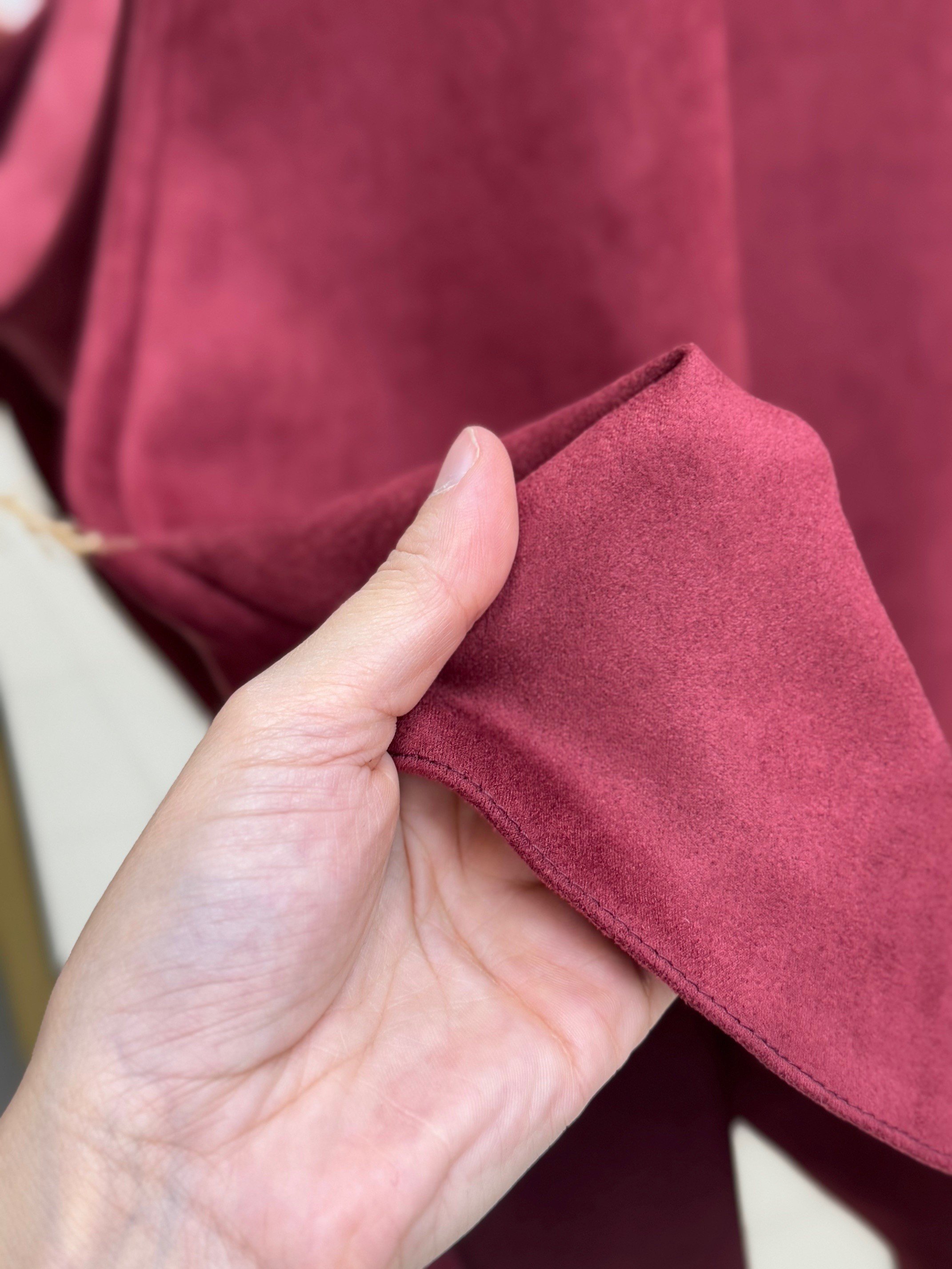 Gönül Süet Etek-BN4272 Bordo