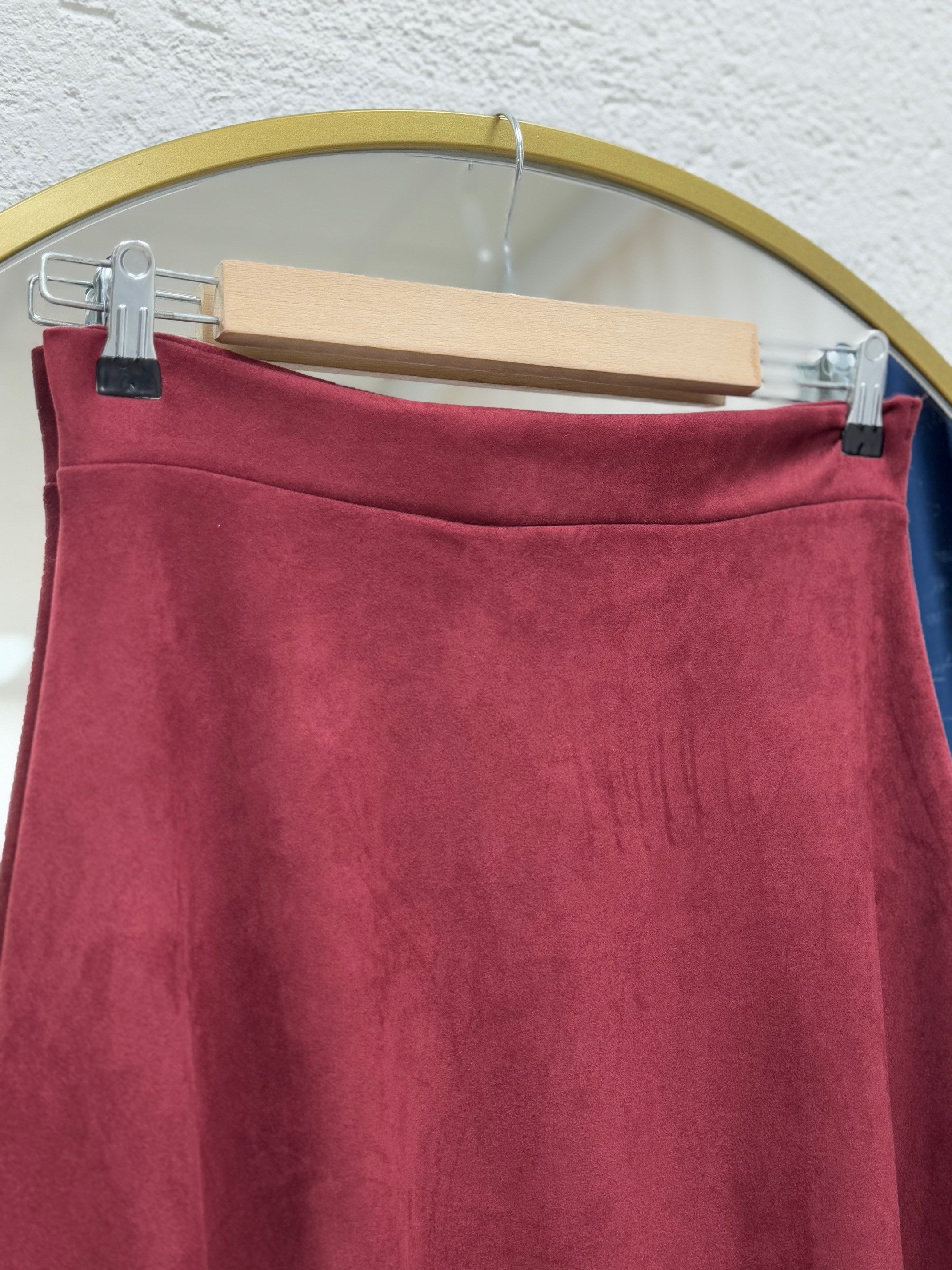 Gönül Süet Etek-BN4272 Bordo