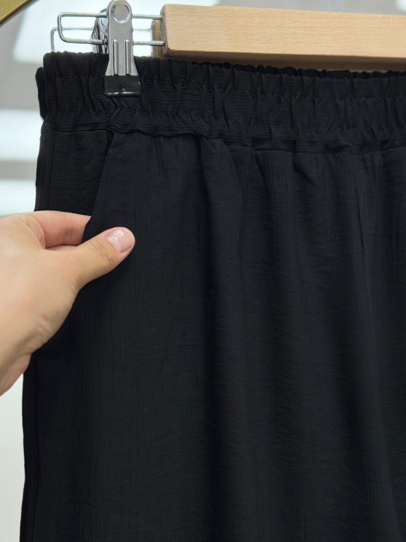 Kadın Tesettür Pantolonlu Takım/Melira Önü Pervazlı Biyeli Çilek Pantolonlu Takım-MF561 Siyah
