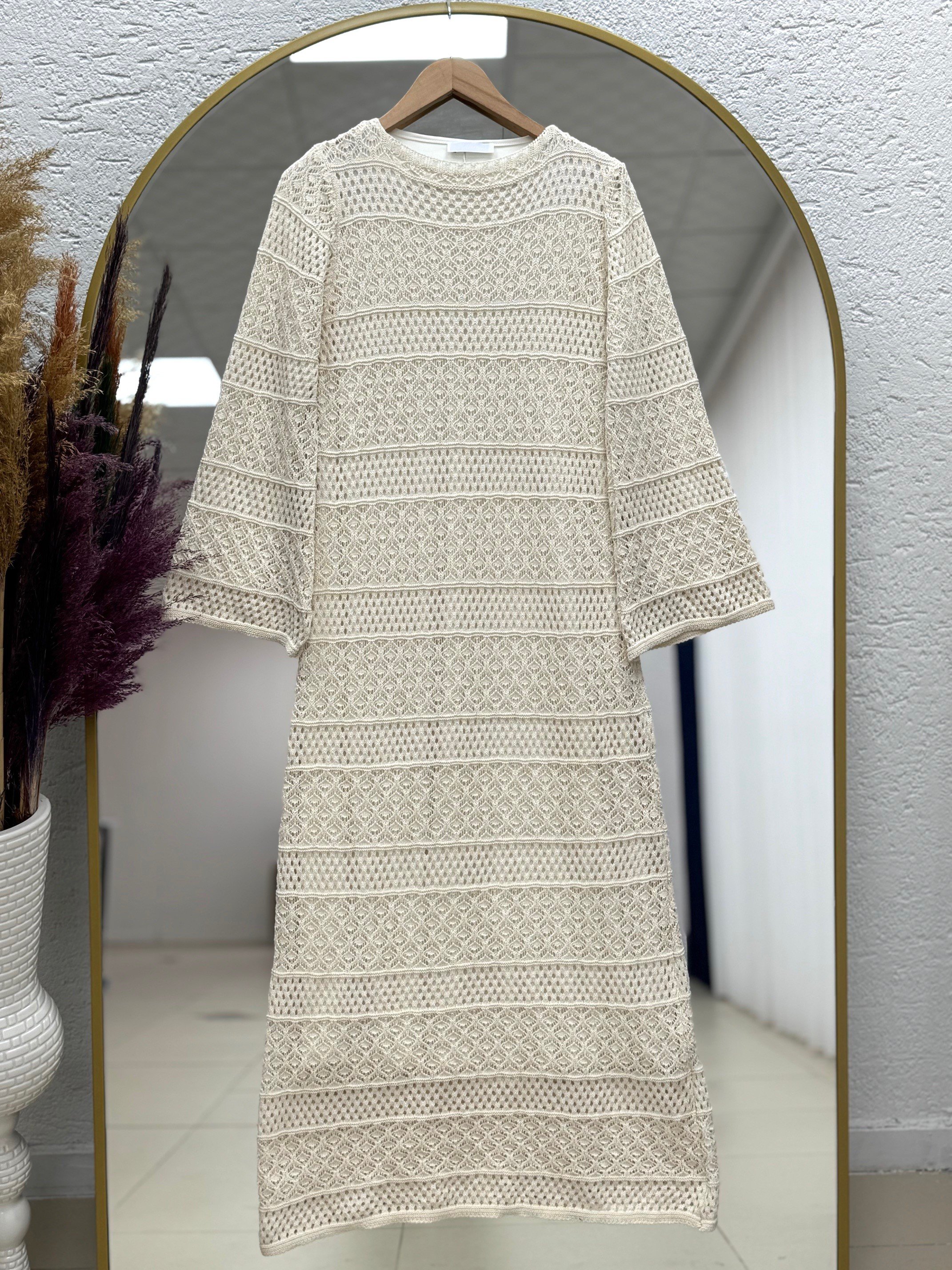 Karilia Ajurlu İkili Elbise-SA70337 Taş