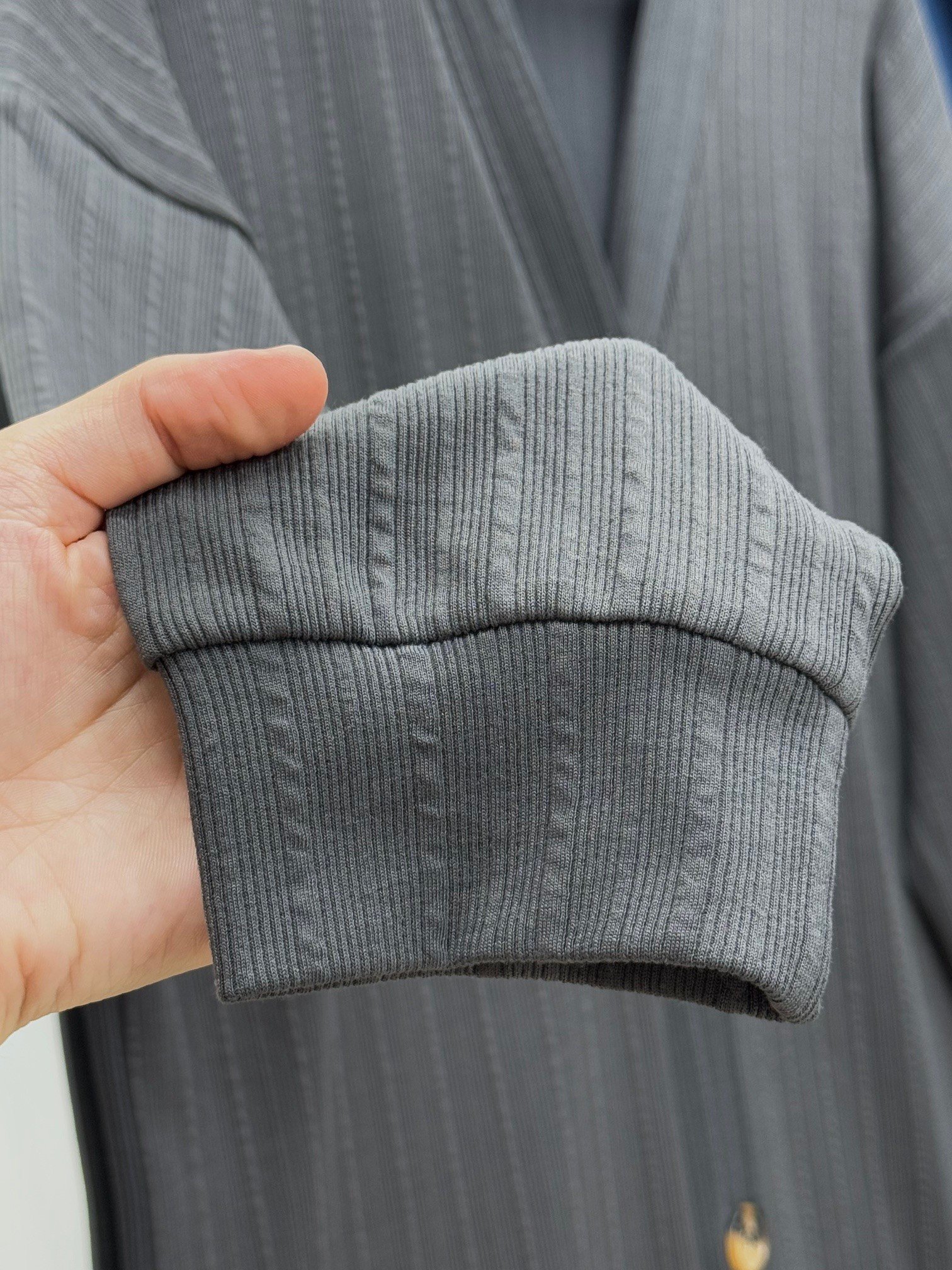 Karira Kolu Manşetli Düğmeli Uzun Örme Hırka-MF1819 Antrasit