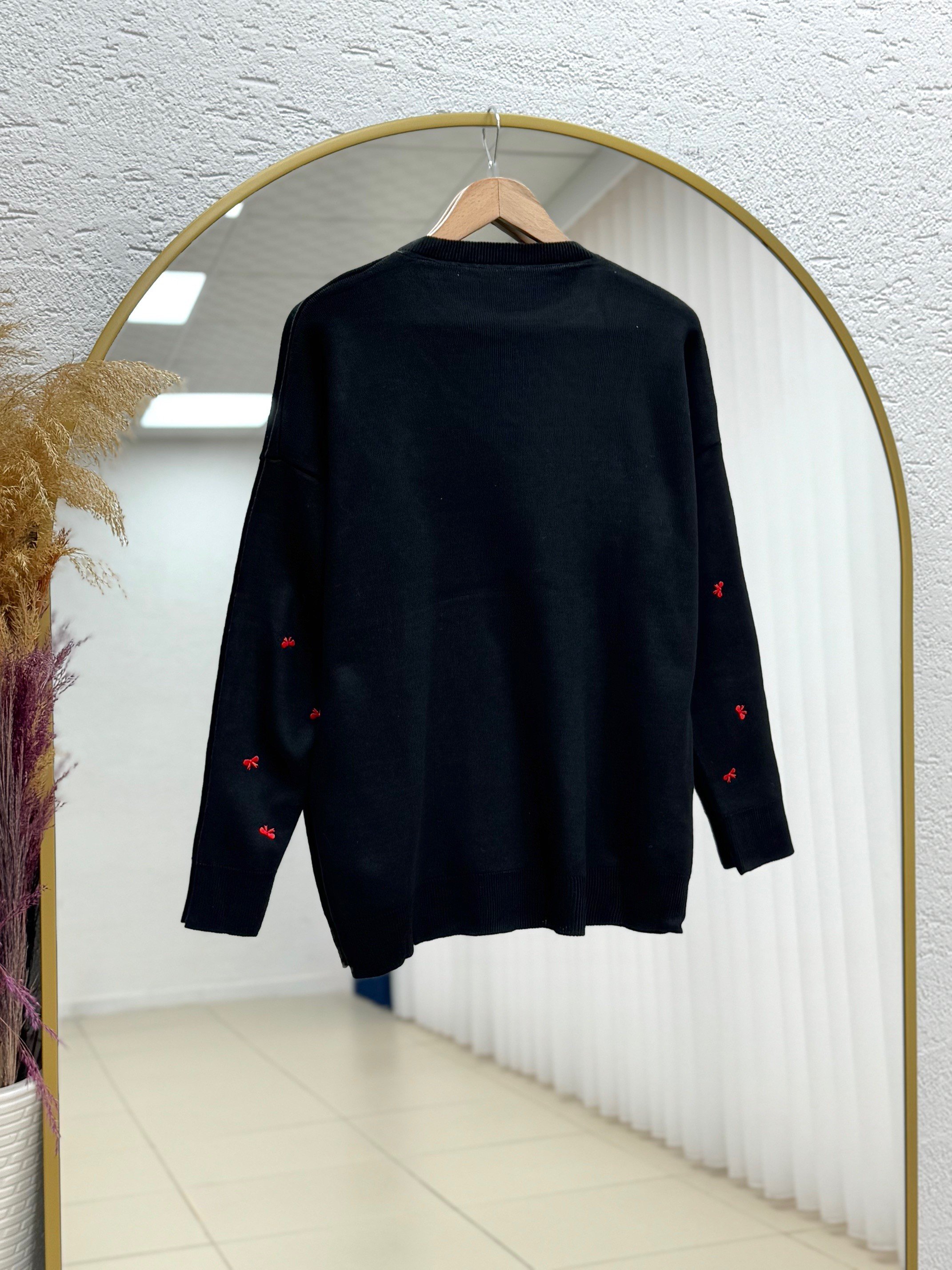 Karuna Fiyonk Detay Örme Kumaş Kazak-SY3251 Siyah