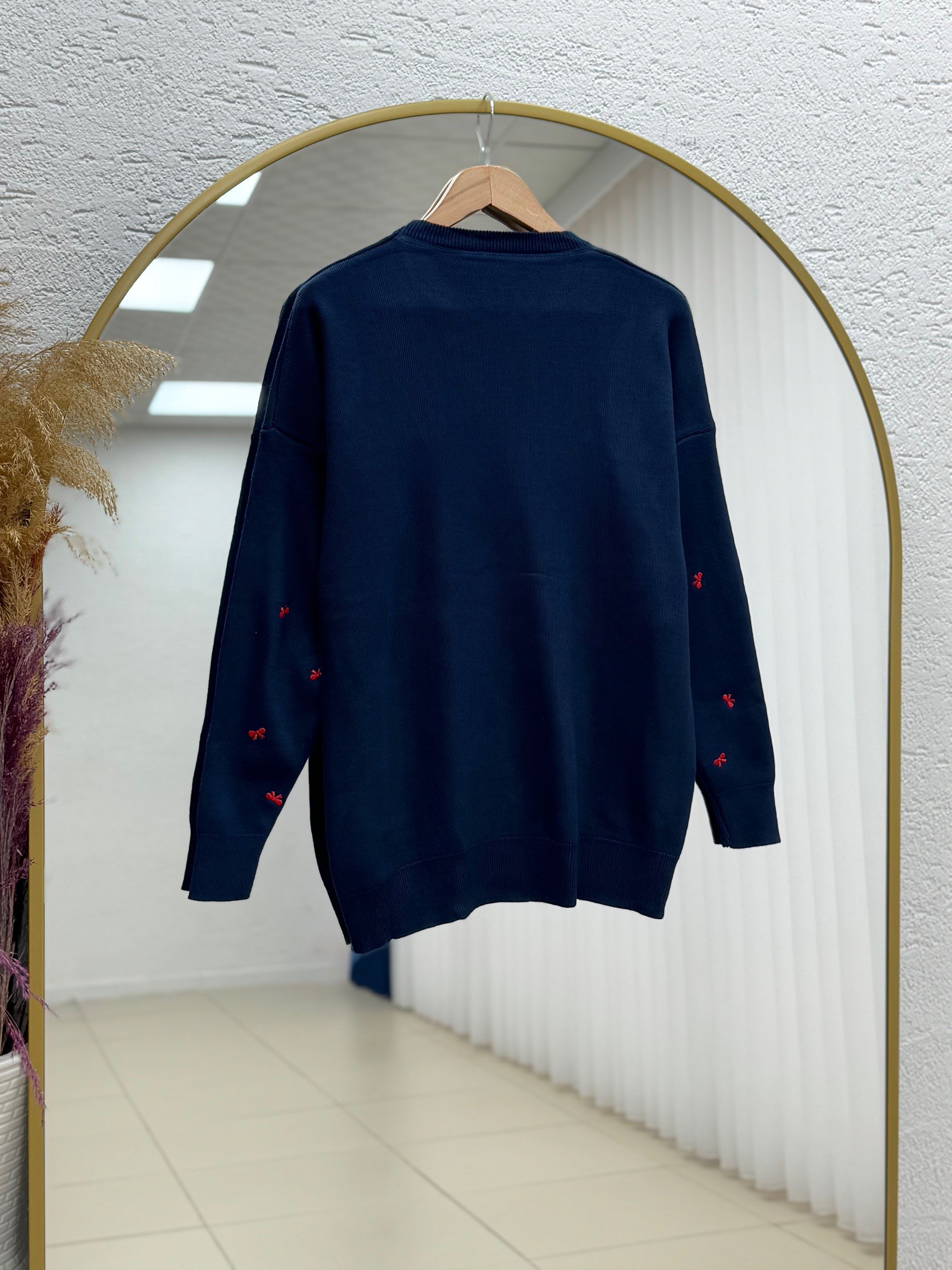 Karuna Fiyonk Detay Örme Kumaş Kazak-SY3251 Lacivert