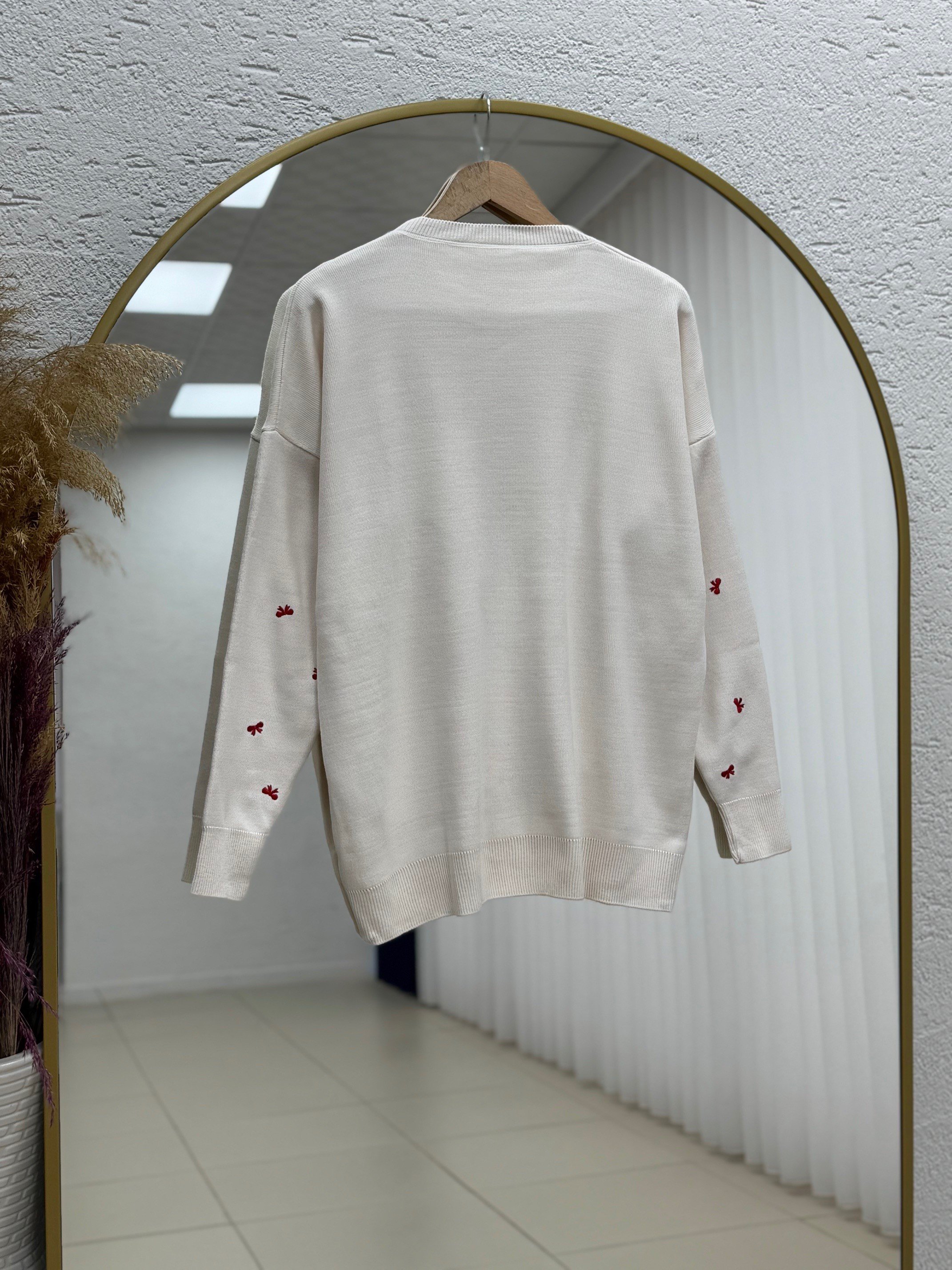 Karuna Fiyonk Detay Örme Kumaş Kazak-SY3251 Ekru