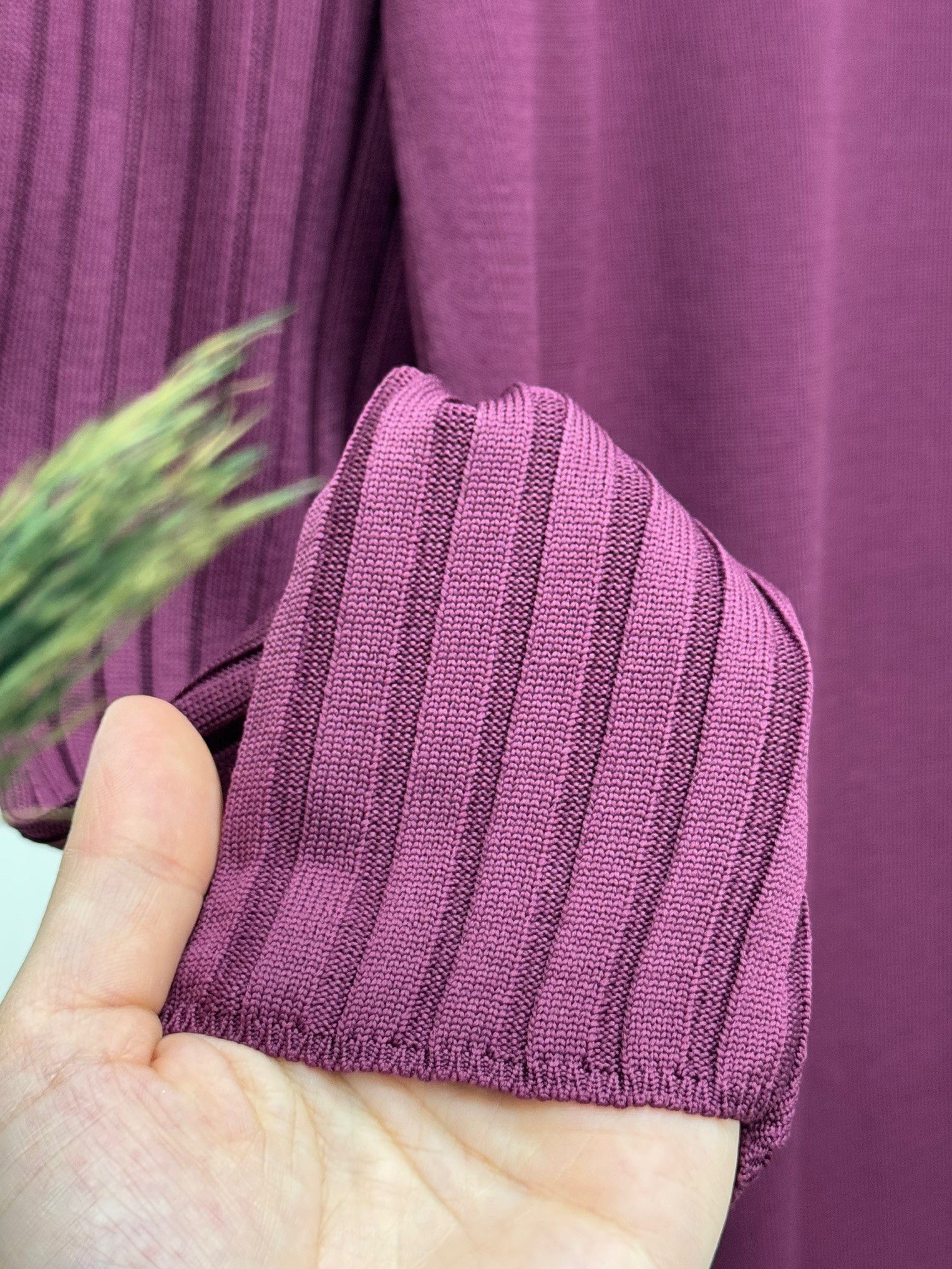 Lamisa Kolu Ve Altı Fitilli Soğuk İp Tunik-SY3191 Mürdüm