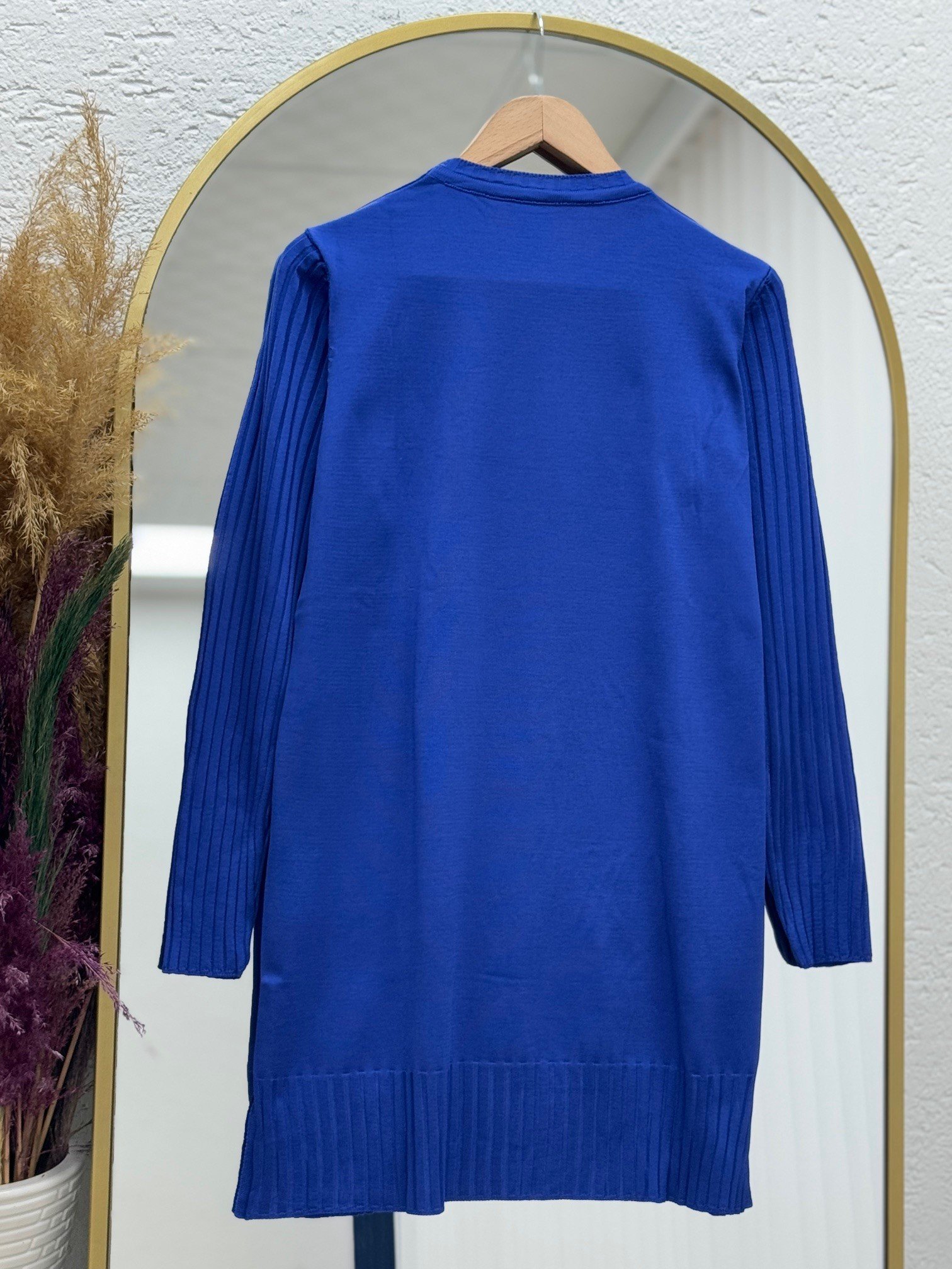 Lamisa Kolu Ve Altı Fitilli Soğuk İp Tunik-SY3191 Saks