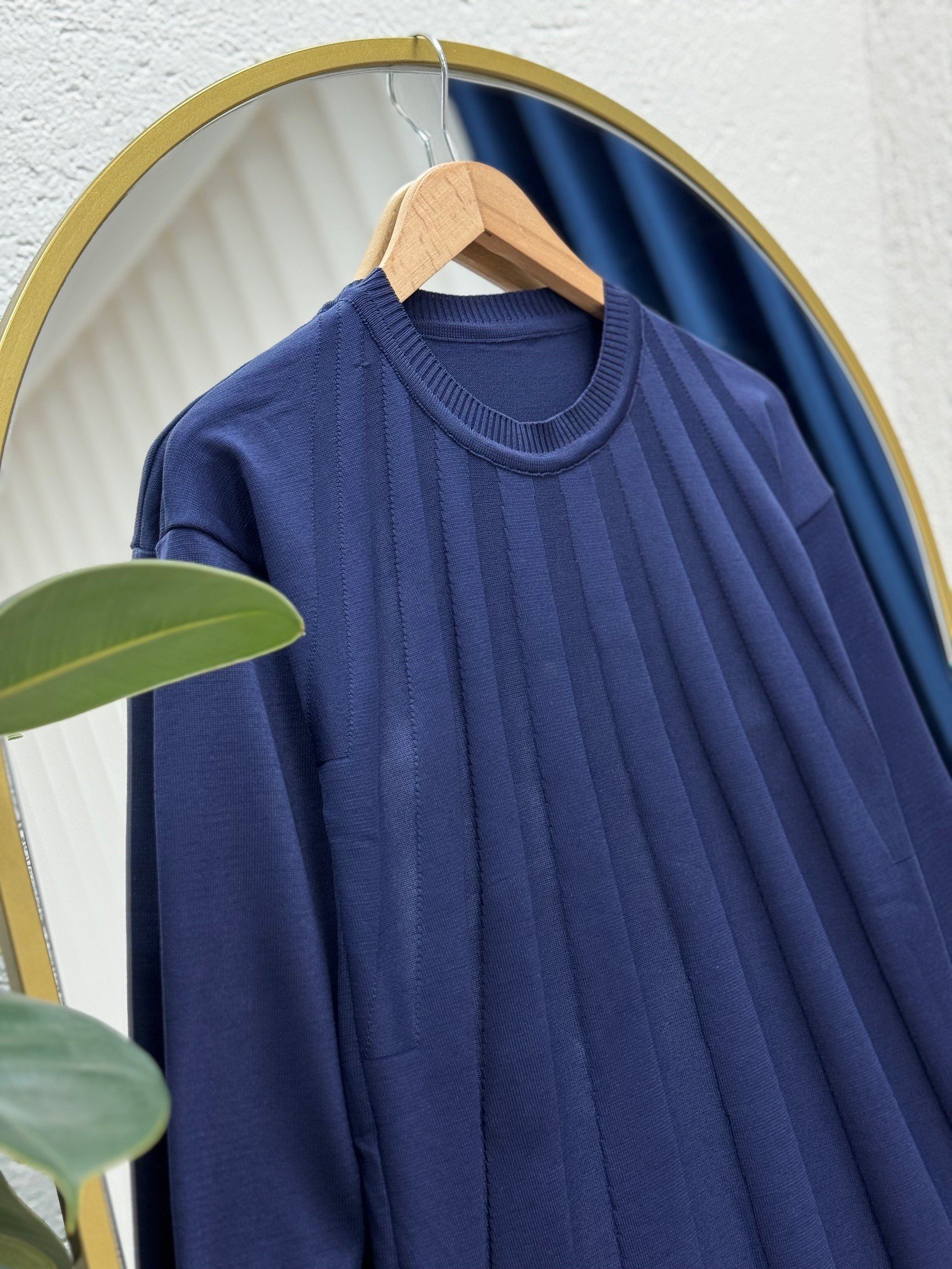 Lamista Kendinden Geçişli Soğuk İp Tunik-SY3190 Lacivert