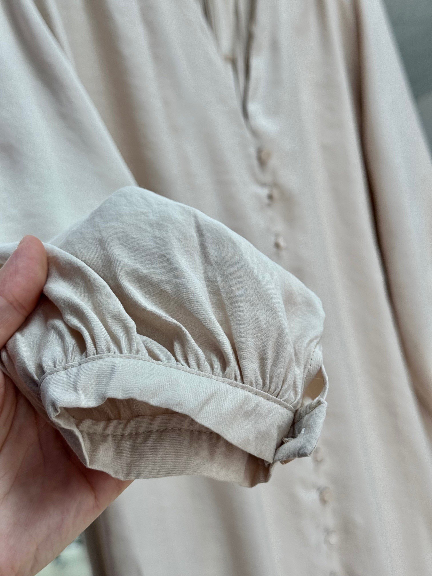 Lunana Önü Düğmeli Biyeli Modal Cupra Uzun Tunik-EK612 Taş