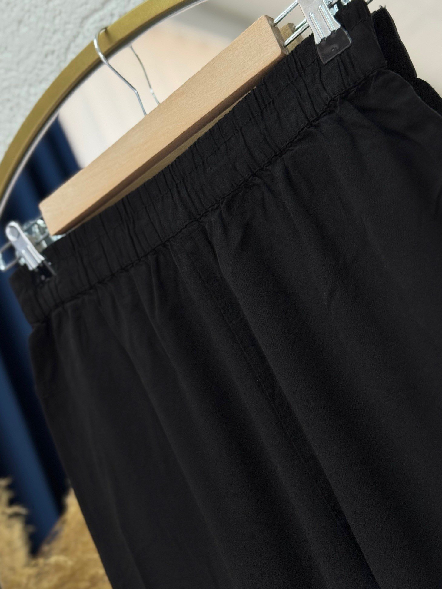 Lunora Beli Lastikli Bol Paça Pantolon-MA3204 Siyah