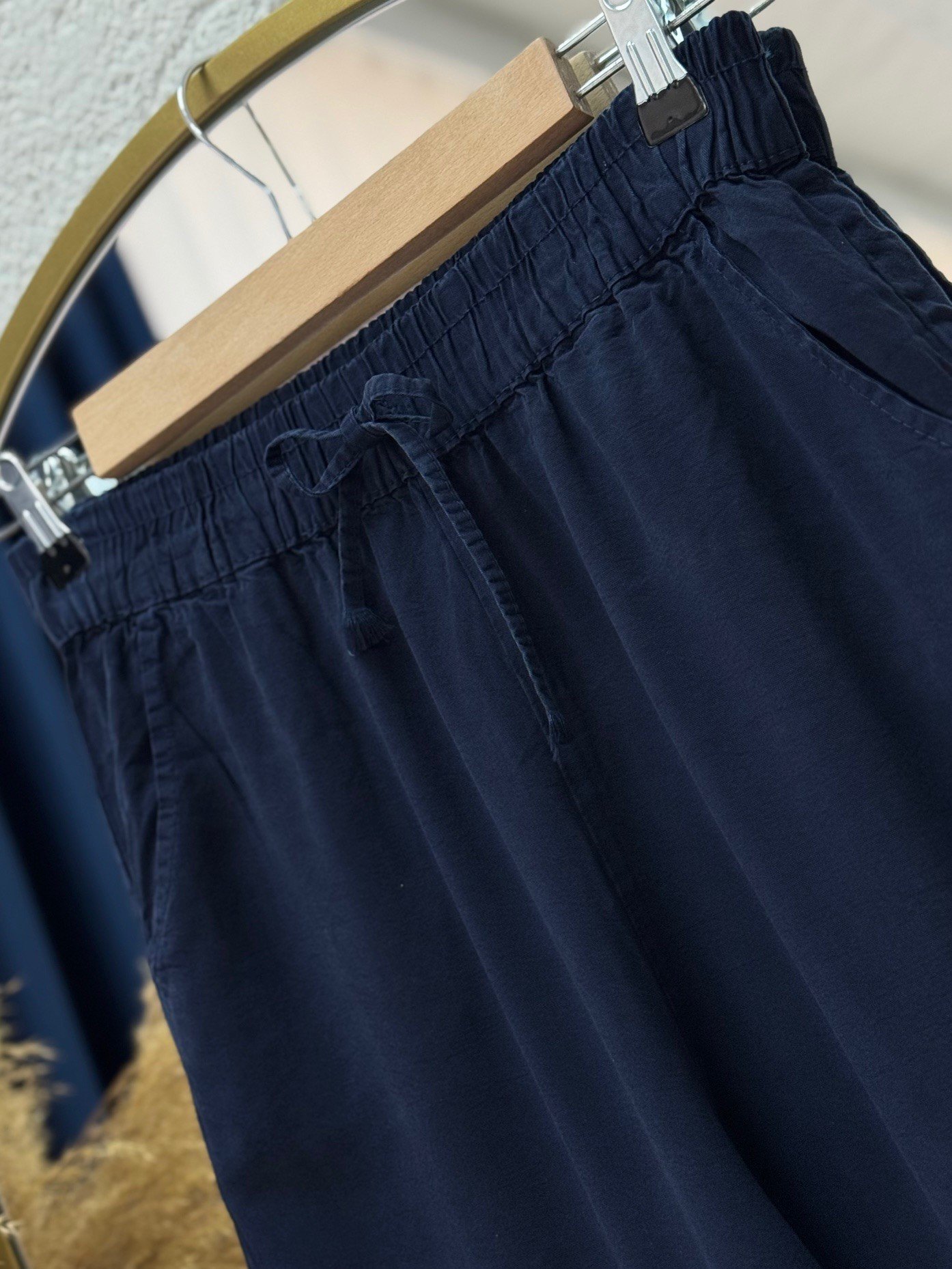 Lunora Beli Lastikli Bol Paça Pantolon-MA3204 Lacivert