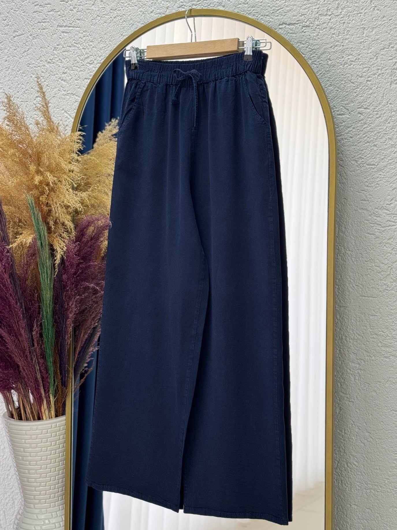 Lunora Beli Lastikli Bol Paça Pantolon-MA3204 Lacivert