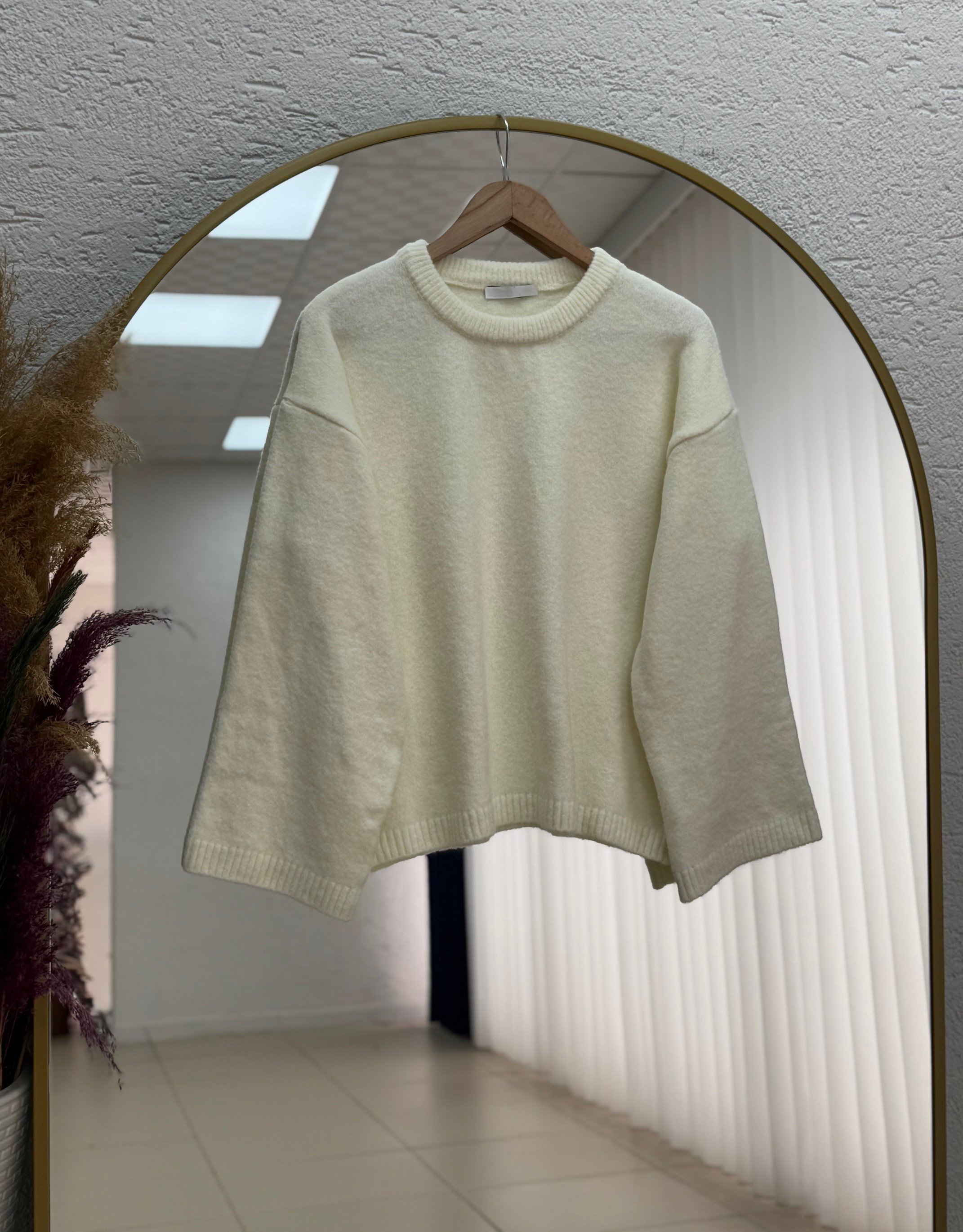 Mahin Altı ve Kol Ucu Fitilli Triko Kazak-Zİ7014 Beyaz