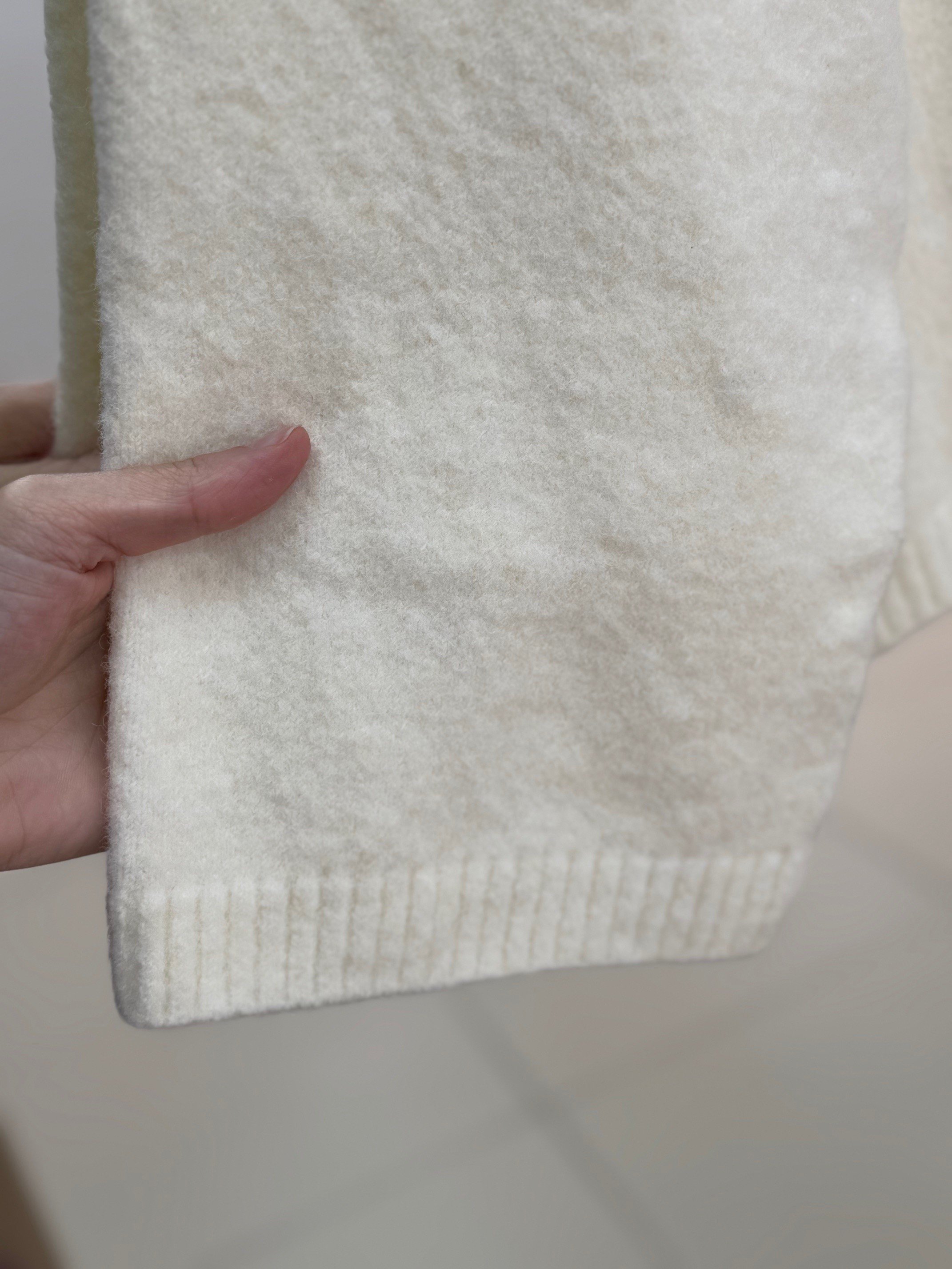 Mahin Altı ve Kol Ucu Fitilli Triko Kazak-Zİ7014 Beyaz