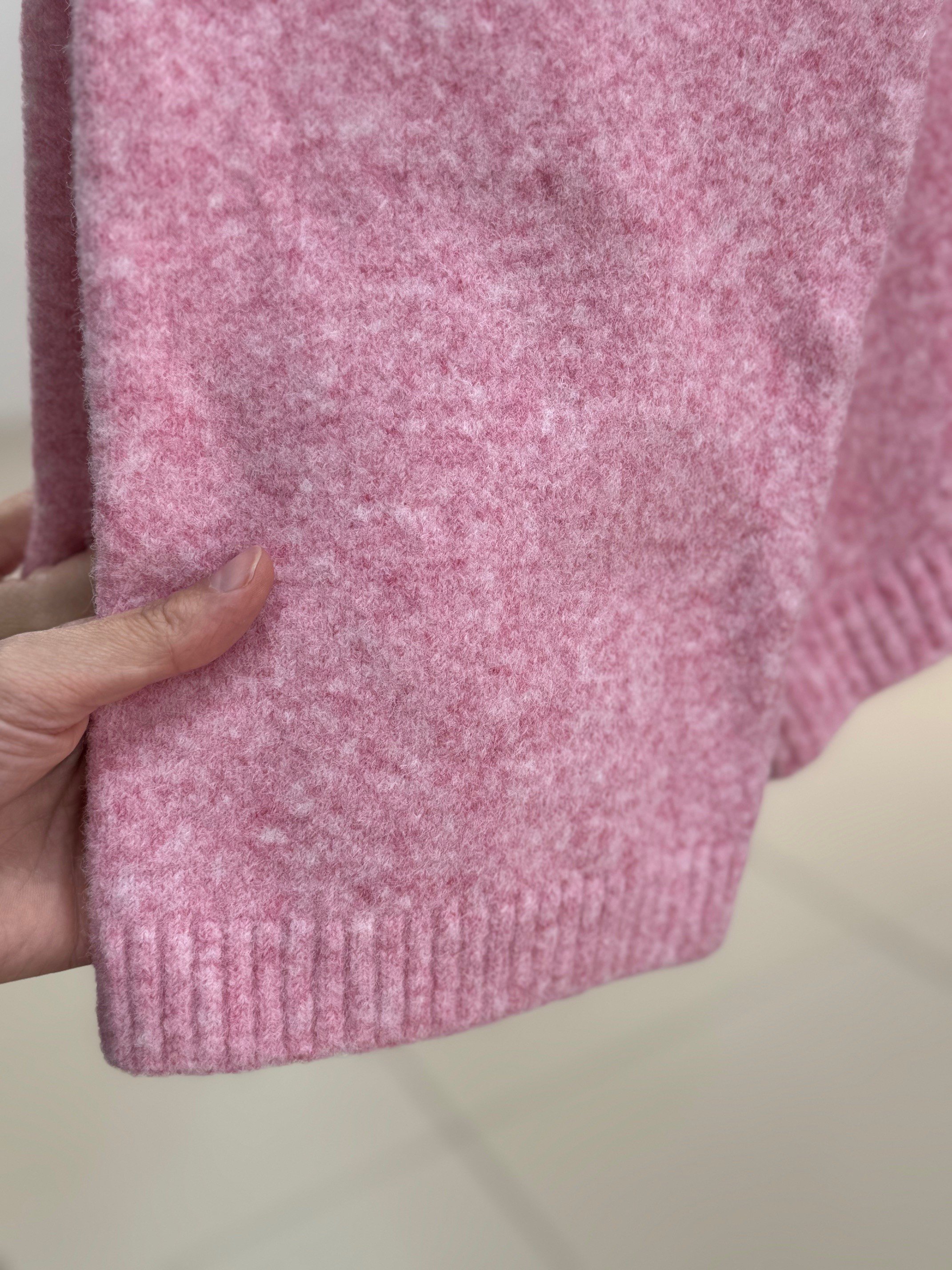 Mahin Altı ve Kol Ucu Fitilli Triko Kazak-Zİ7014 Pembe