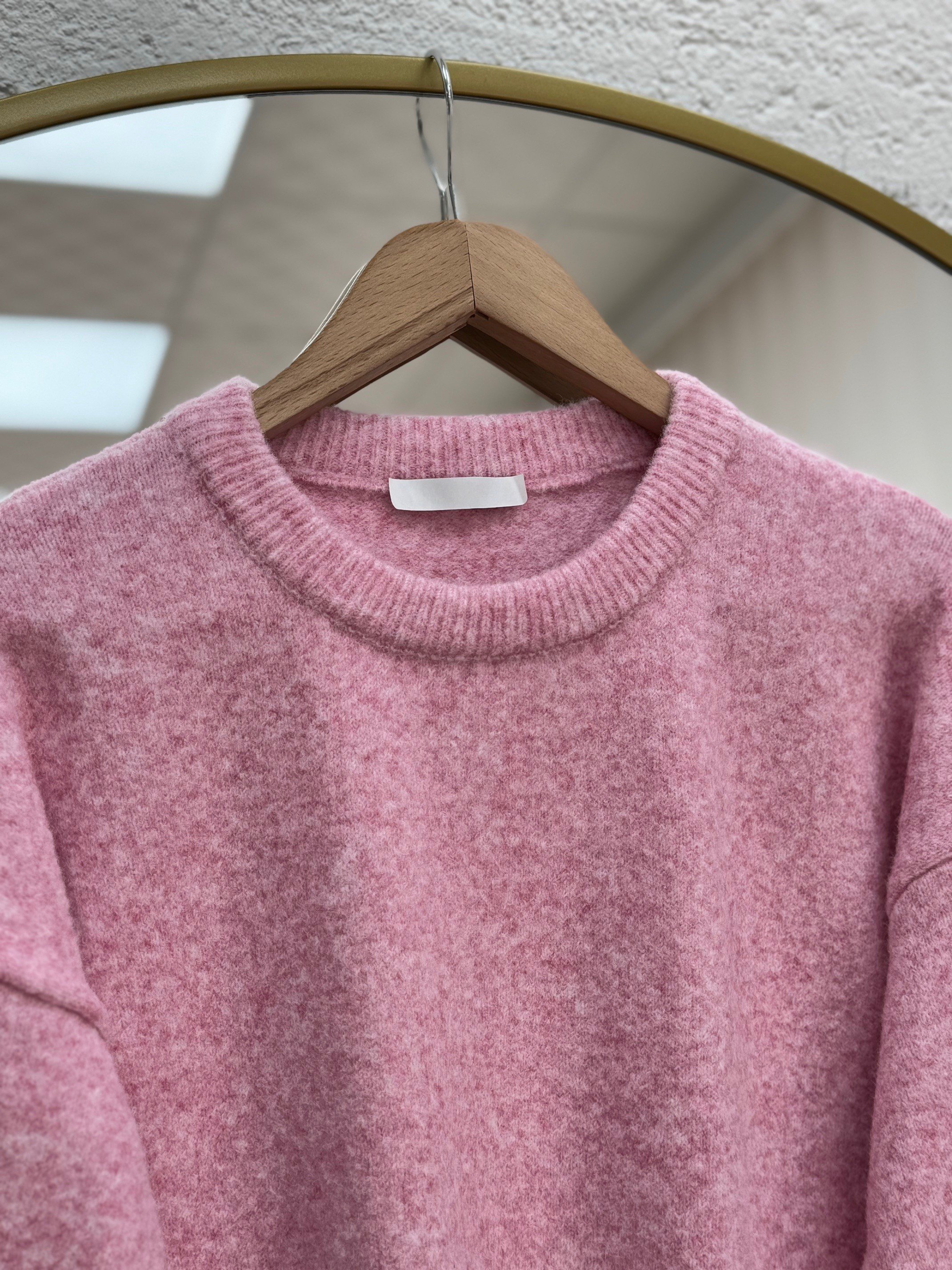 Mahin Altı ve Kol Ucu Fitilli Triko Kazak-Zİ7014 Pembe