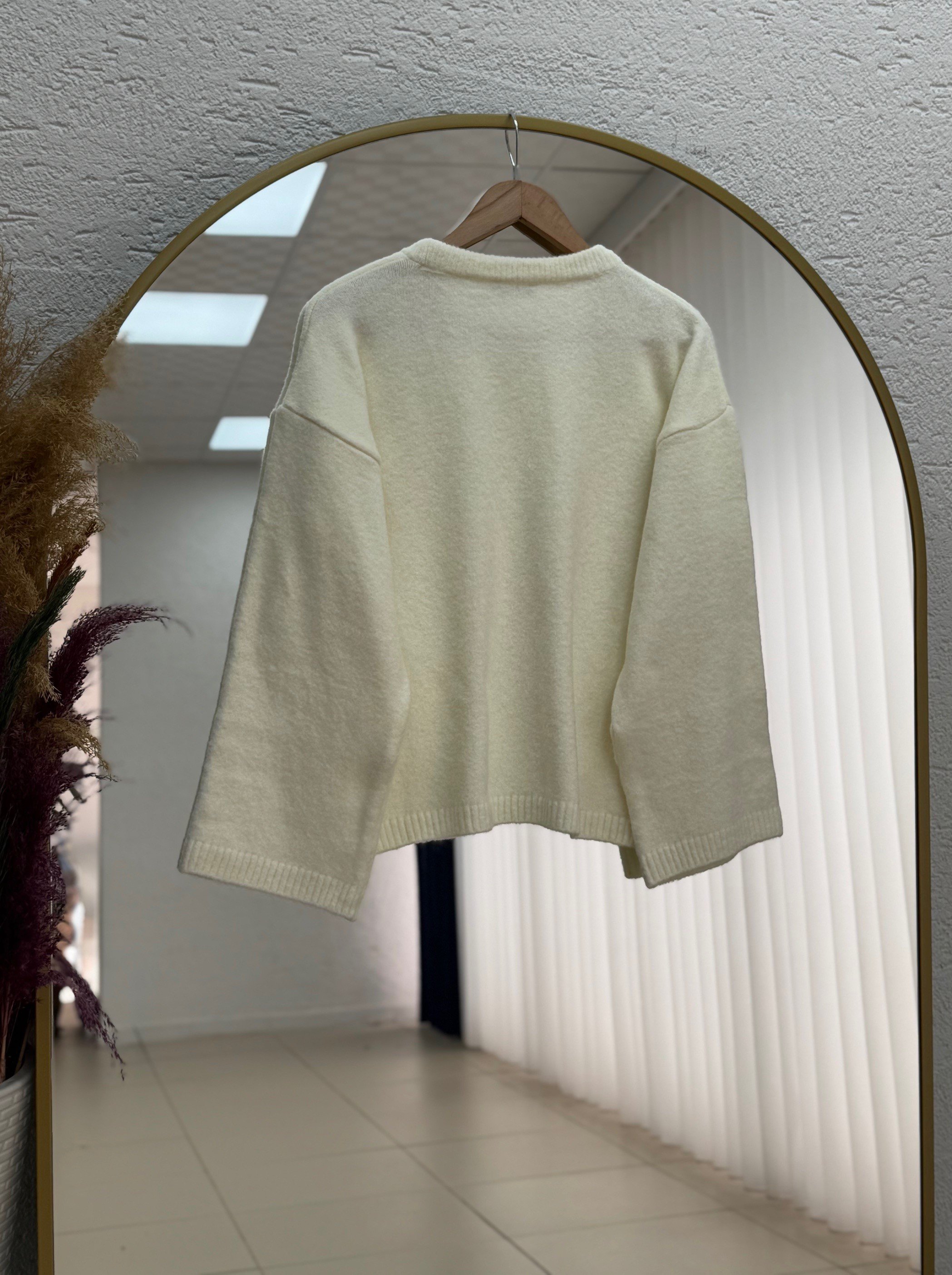 Mahin Altı ve Kol Ucu Fitilli Triko Kazak-Zİ7014 Beyaz