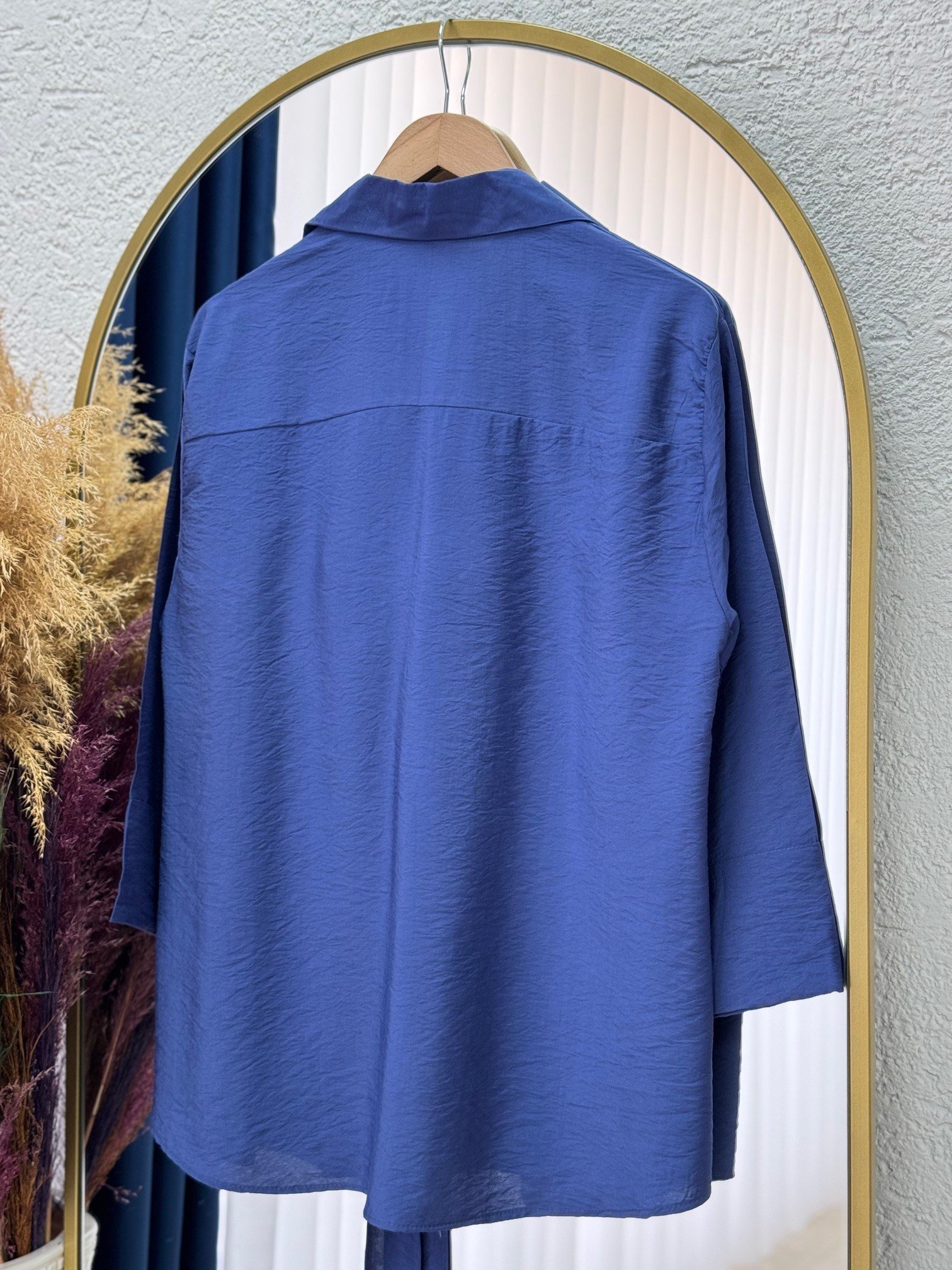 Marera Ön Bağlamalı Yaka Detay Modal Kimono-ZN1707 Lacivert