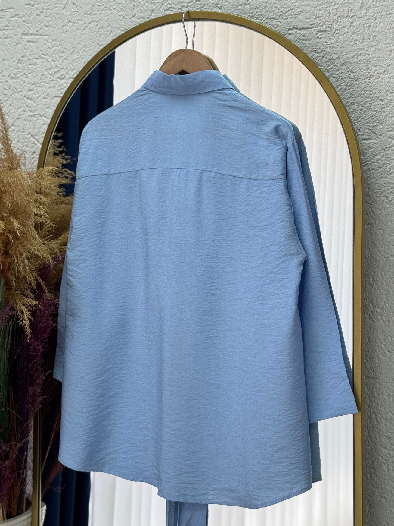 Marera Ön Bağlamalı Yaka Detay Modal Kimono-ZN1707 Mavi